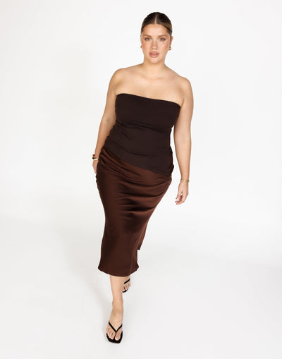 Samara Midi Skirt (Chocolate) | CHARCOAL Exclusive - - Women's Skirt - Charcoal Clothing