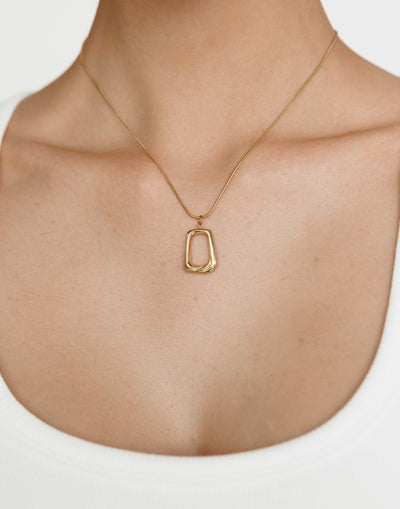 Shayla Necklace (Gold) - Thin Chain Rounded Pendant Necklace - Women's Accessories - Charcoal Clothing