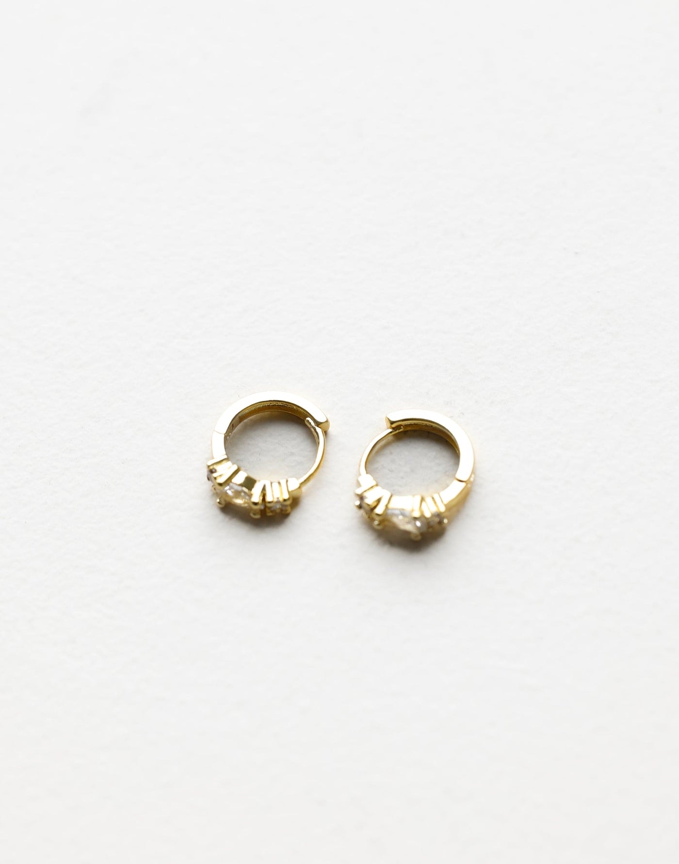 Jean Earrings (Gold) | CHARCOAL Exclusive - Sleeper Style Imitation Diamond Detail Earrings - Women's Accessories - Charcoal Clothing