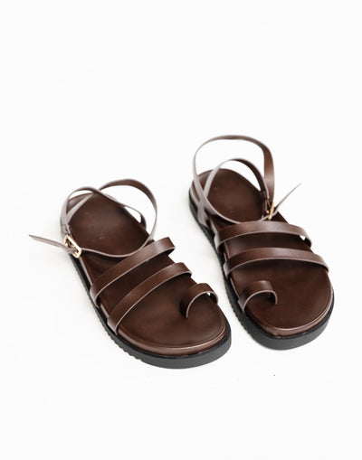 Astrid Sandals (Hickory) - By Billini - Strappy Ankle Strap Slides - Women's Shoes - Charcoal Clothing