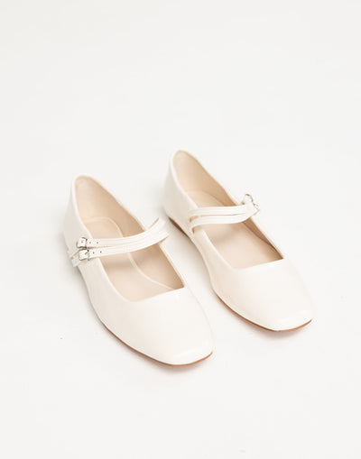 Finnegan Flats (Bone Patent) - By Billini - Dual Strap Ballet Flats - Women's Shoes - Charcoal Clothing