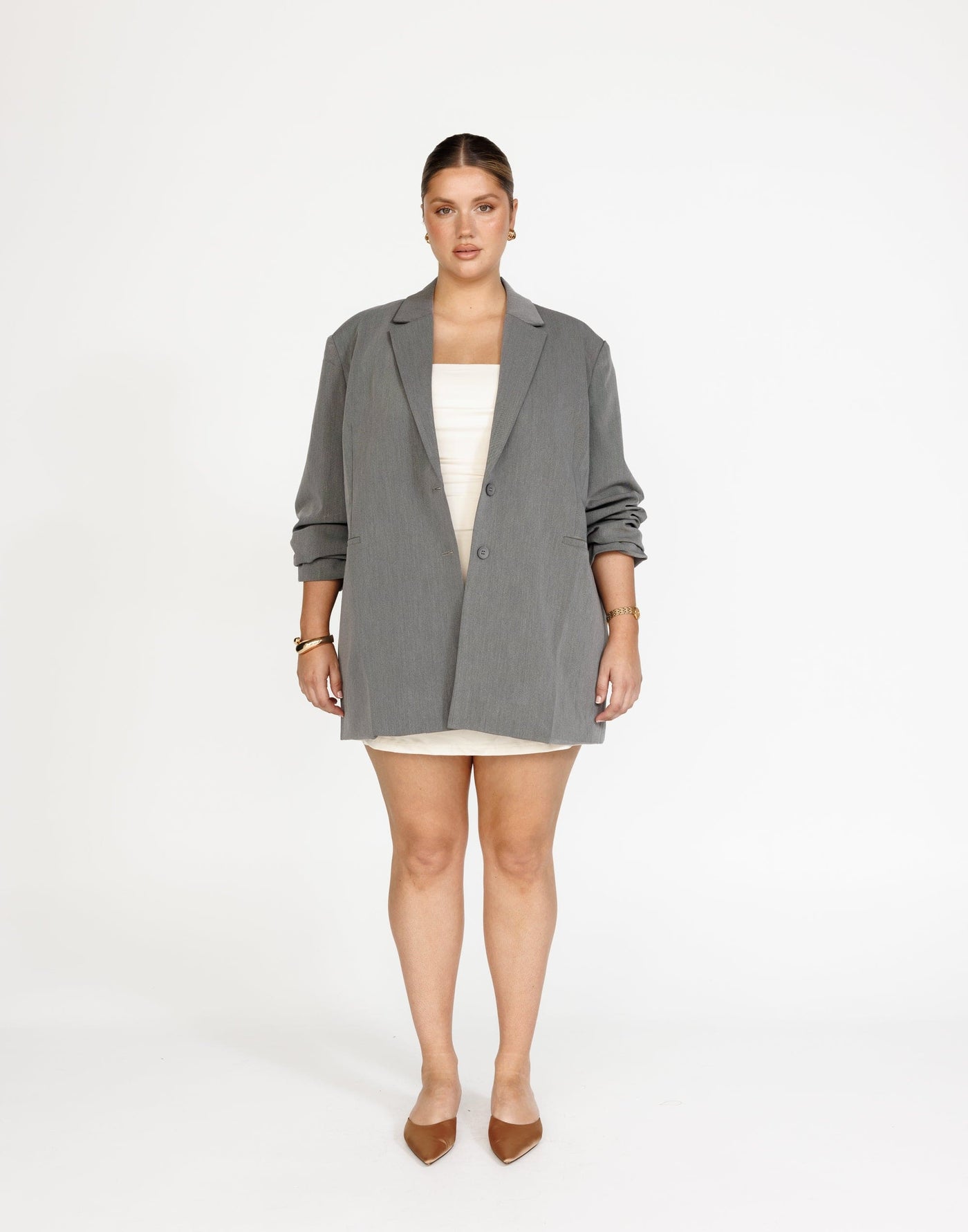 Ashwood Blazer (Grey) - Grey Blazer - Women's Outerwear - Charcoal Clothing