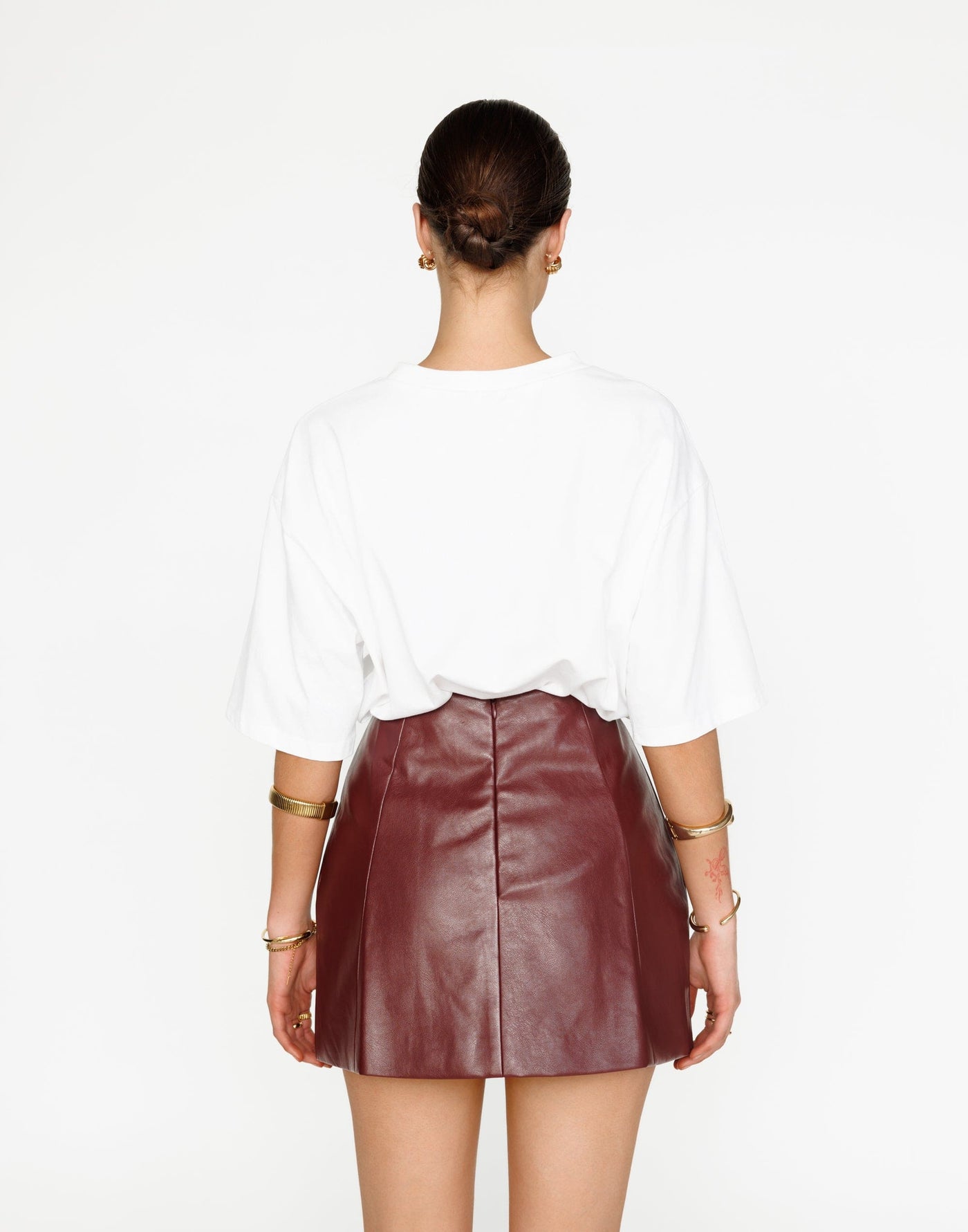 Isaiah Mini Skirt (Plum) | CHARCOAL Exclusive - Faux Leather A-line Mini Skirt - Women's Skirt - Charcoal Clothing