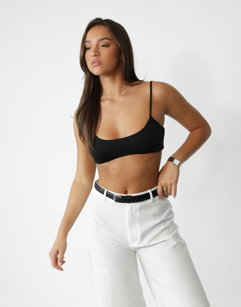 STALK Black Solid Bralette Crop Top  Polyester Low Waist Top for Women  (Size: M) : : Clothing & Accessories
