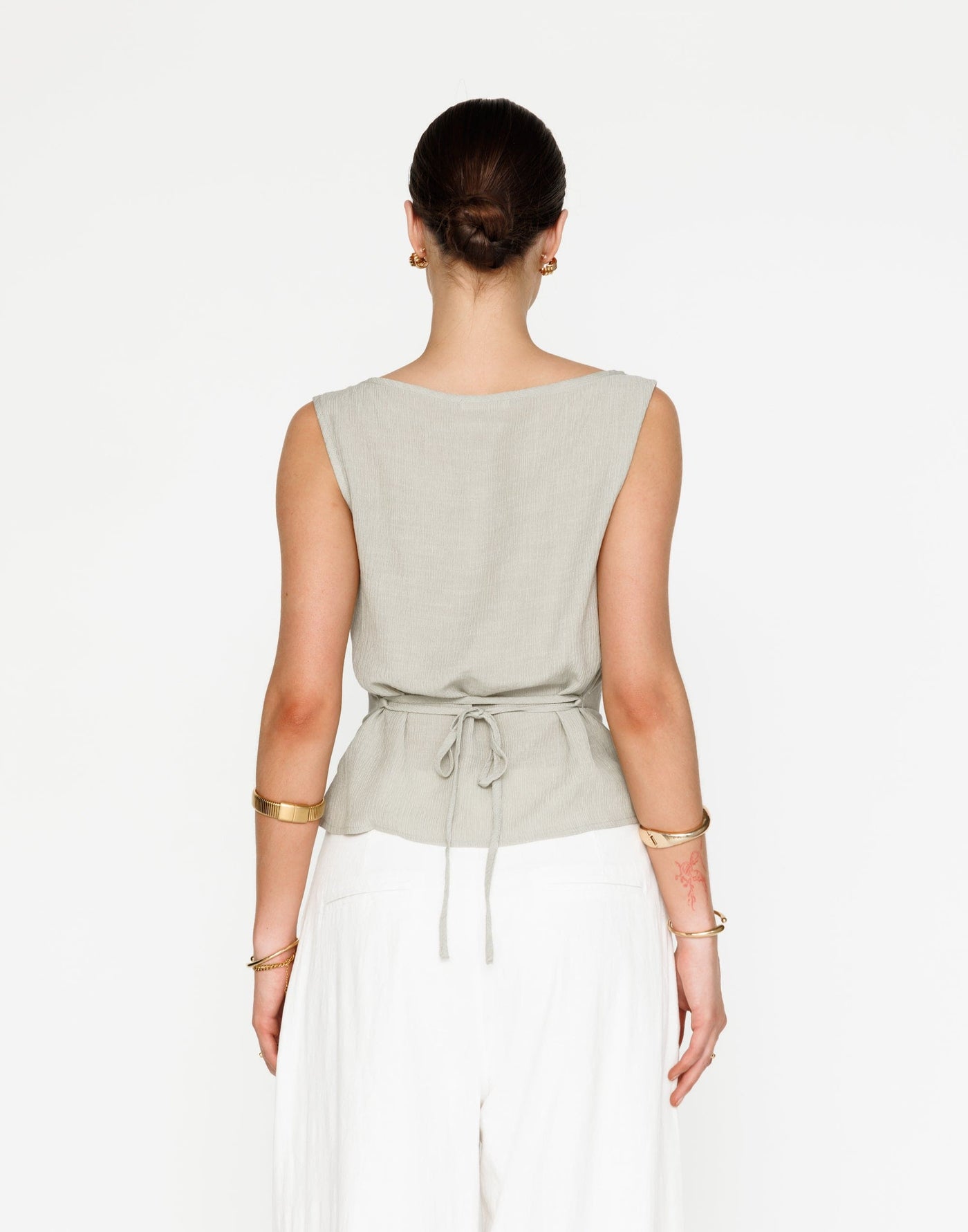 Mariam Top (Seagrass) | CHARCOAL Exclusive - Textured Adjustable Back Tie Top - Women's Top - Charcoal Clothing