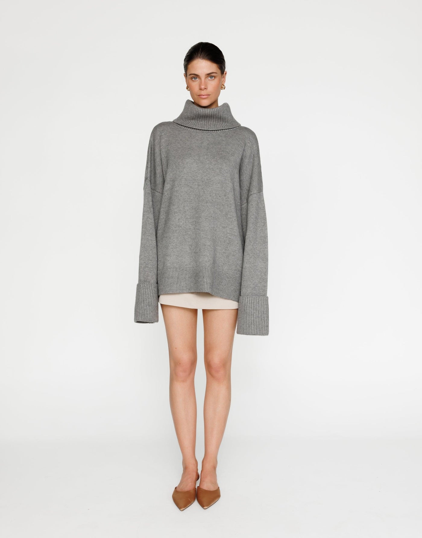 Amberly Jumper (Slate) | CHARCOAL Exclusive - High Neck Knit Relaxed Fit Jumper/Sweater - Women's Top - Charcoal Clothing