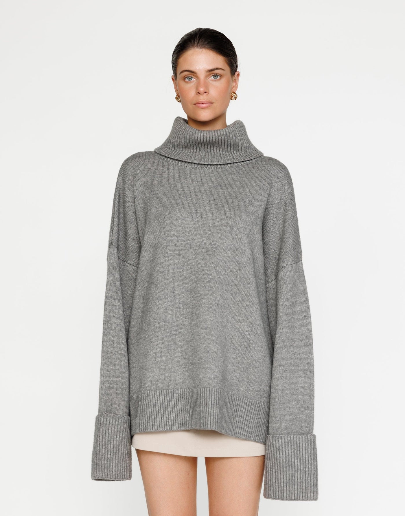 Amberly Jumper (Slate) | CHARCOAL Exclusive - High Neck Knit Relaxed Fit Jumper/Sweater - Women's Top - Charcoal Clothing