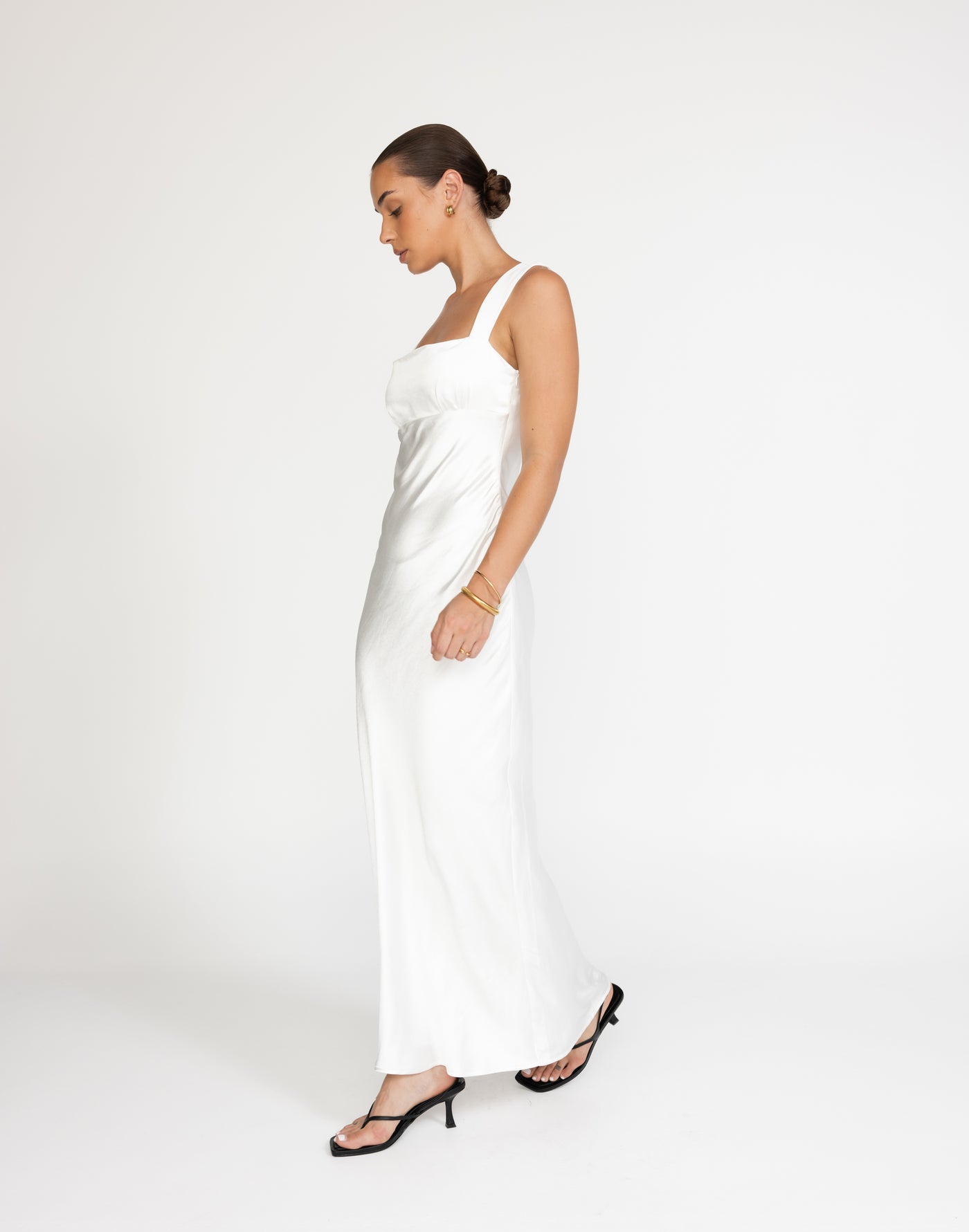 Mimosa Maxi Dress (White) - Satin Maxi - Women's Dress - Charcoal Clothing