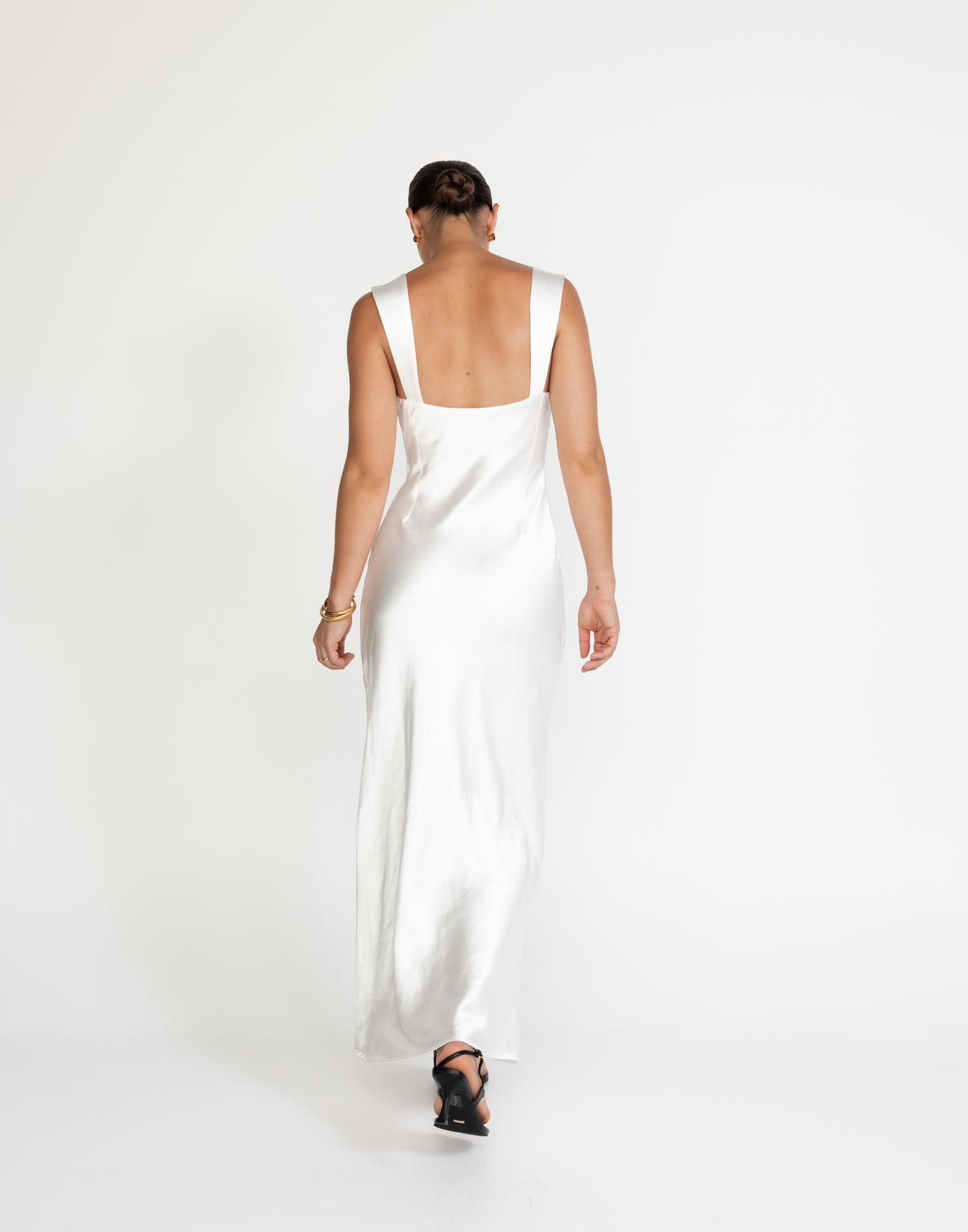 Mimosa Maxi Dress (White) - Satin Maxi - Women's Dress - Charcoal Clothing