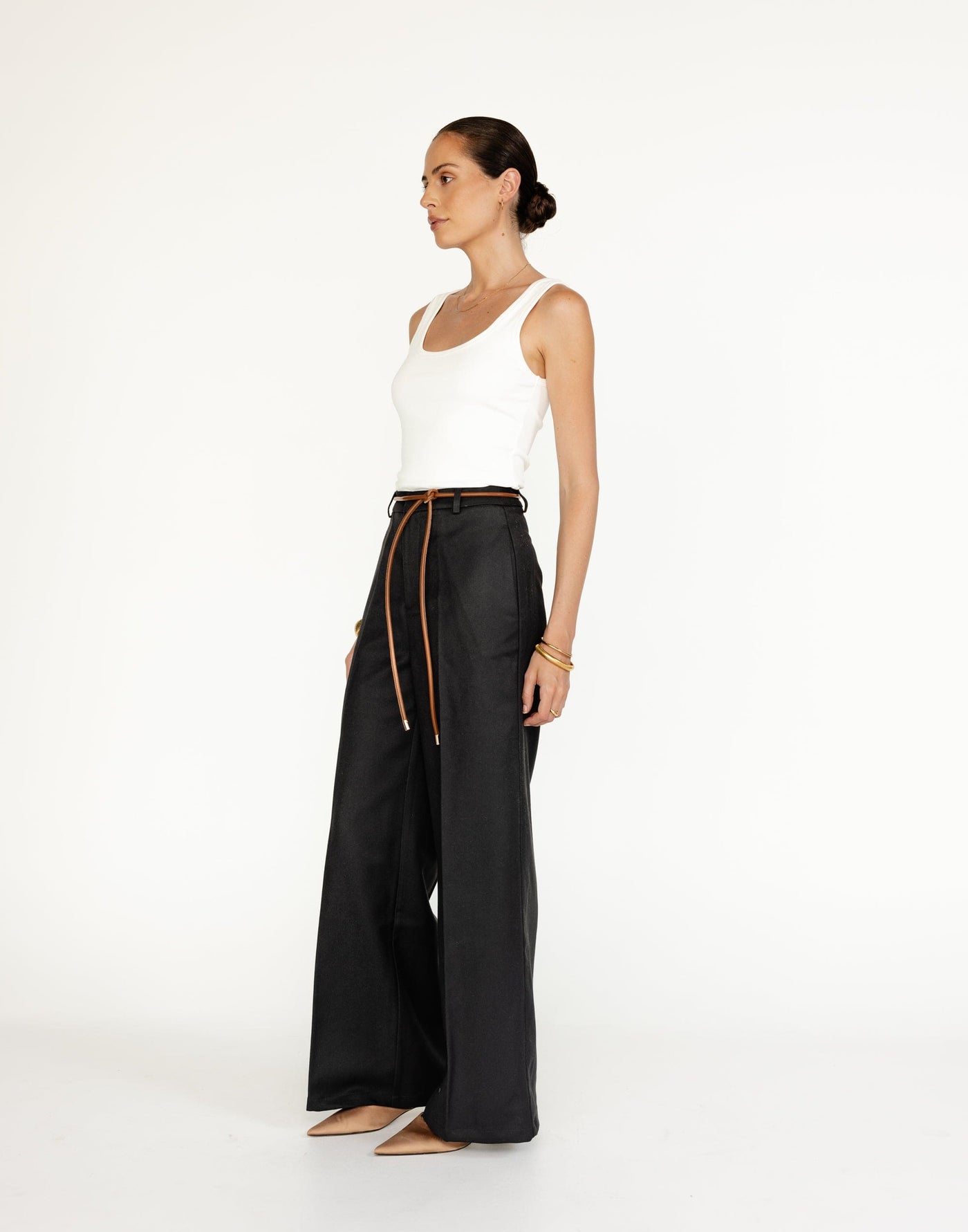 Rita Pants (Black) | CHARCOAL Exclusive - High Waisted Wide Leg Business Pants - Women's Pants - Charcoal Clothing