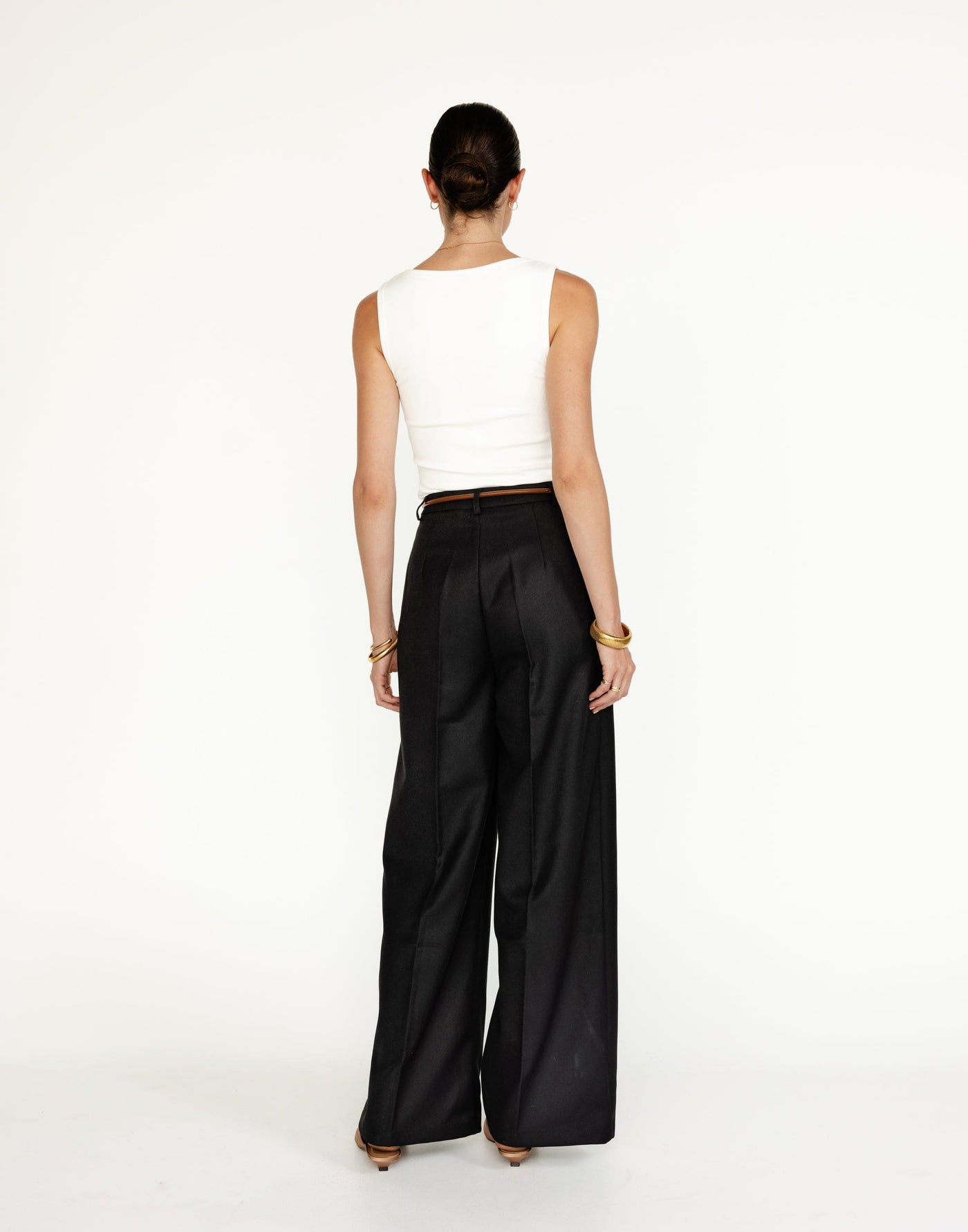 Rita Pants (Black) | CHARCOAL Exclusive - High Waisted Wide Leg Business Pants - Women's Pants - Charcoal Clothing