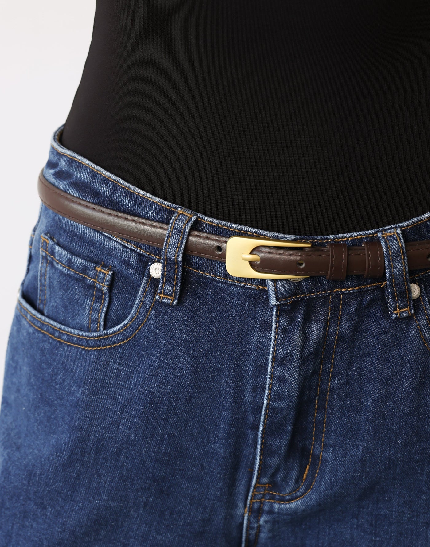 Gladstone Belt (Cocoa) | CHARCOAL Exclusive - Rectangular Buckle Belt - Women's Accessories - Charcoal Clothing