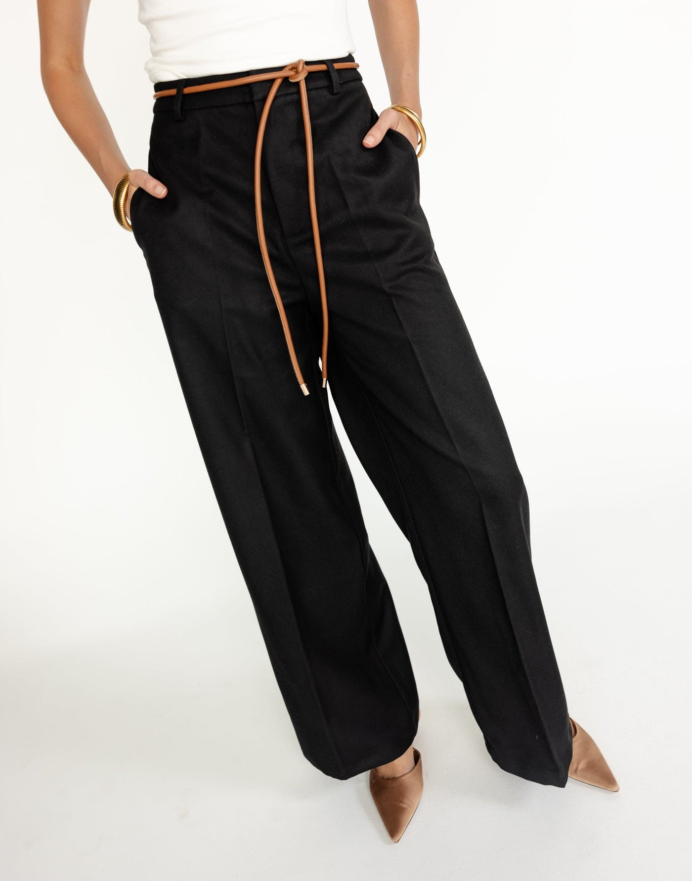 Rita Pants (Black) | CHARCOAL Exclusive - High Waisted Wide Leg Business Pants - Women's Pants - Charcoal Clothing