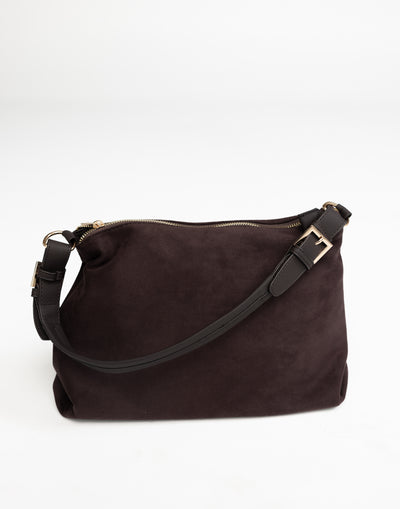 Hoxton Shoulder Bag (Plum Suede) - By Billini - Suede Material - Women's Accessories - Charcoal Clothing