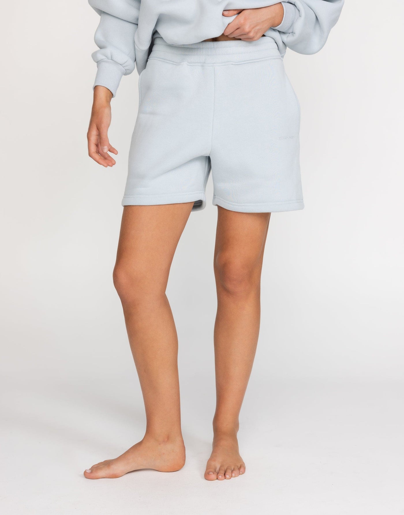 Clayton Sweat Shorts (Baby Blue) | CHARCOAL Exclusive - Fleece Lined Wide Leg Short - Women's Shorts - Charcoal Clothing