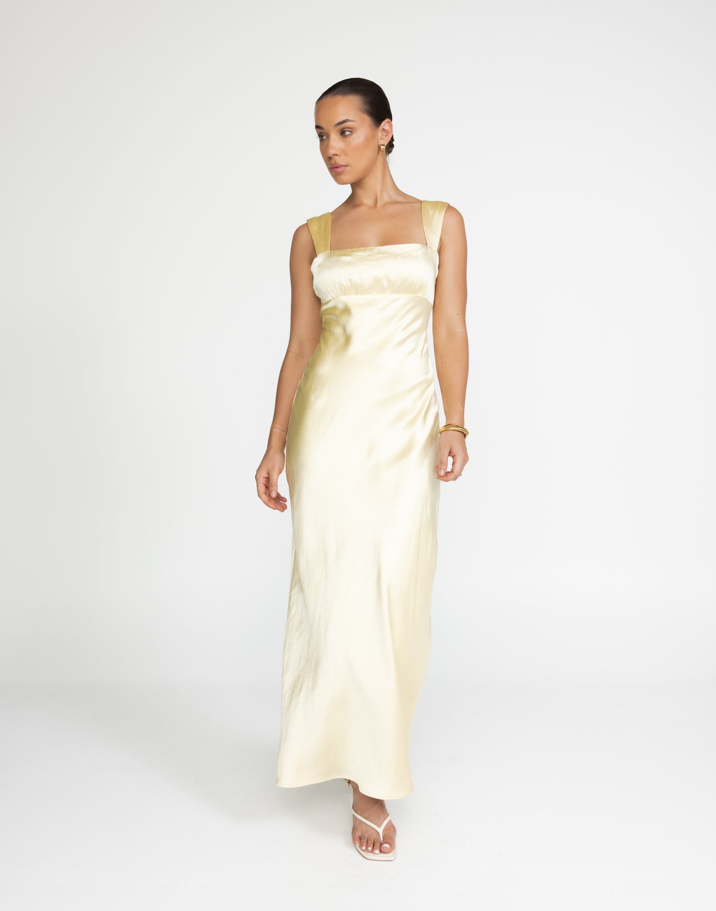 Mimosa Maxi Dress (Lemon) - Satin Maxi - Women's Dress - Charcoal Clothing