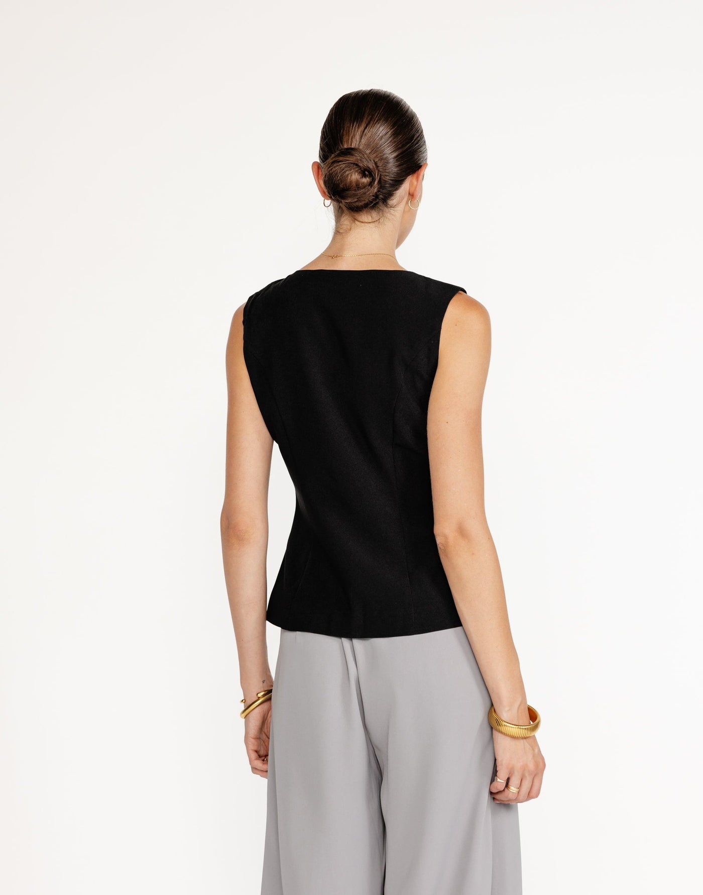 Sian Top (Black) | CHARCOAL Exclusive - V-neck Open Front Top - Women's Top - Charcoal Clothing