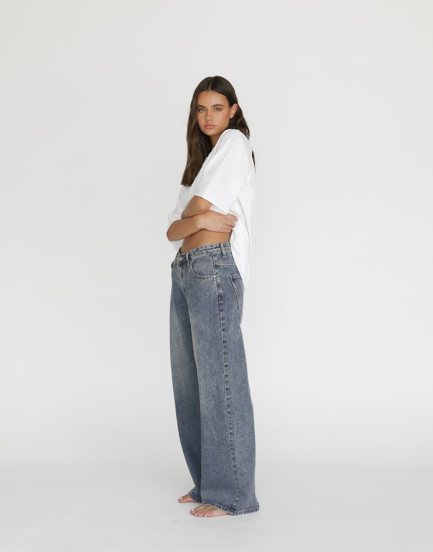 Roman Jeans (Faded) | CHARCOAL Exclusive - Low Rise Wide Leg Jeans - Women's Pants - Charcoal Clothing