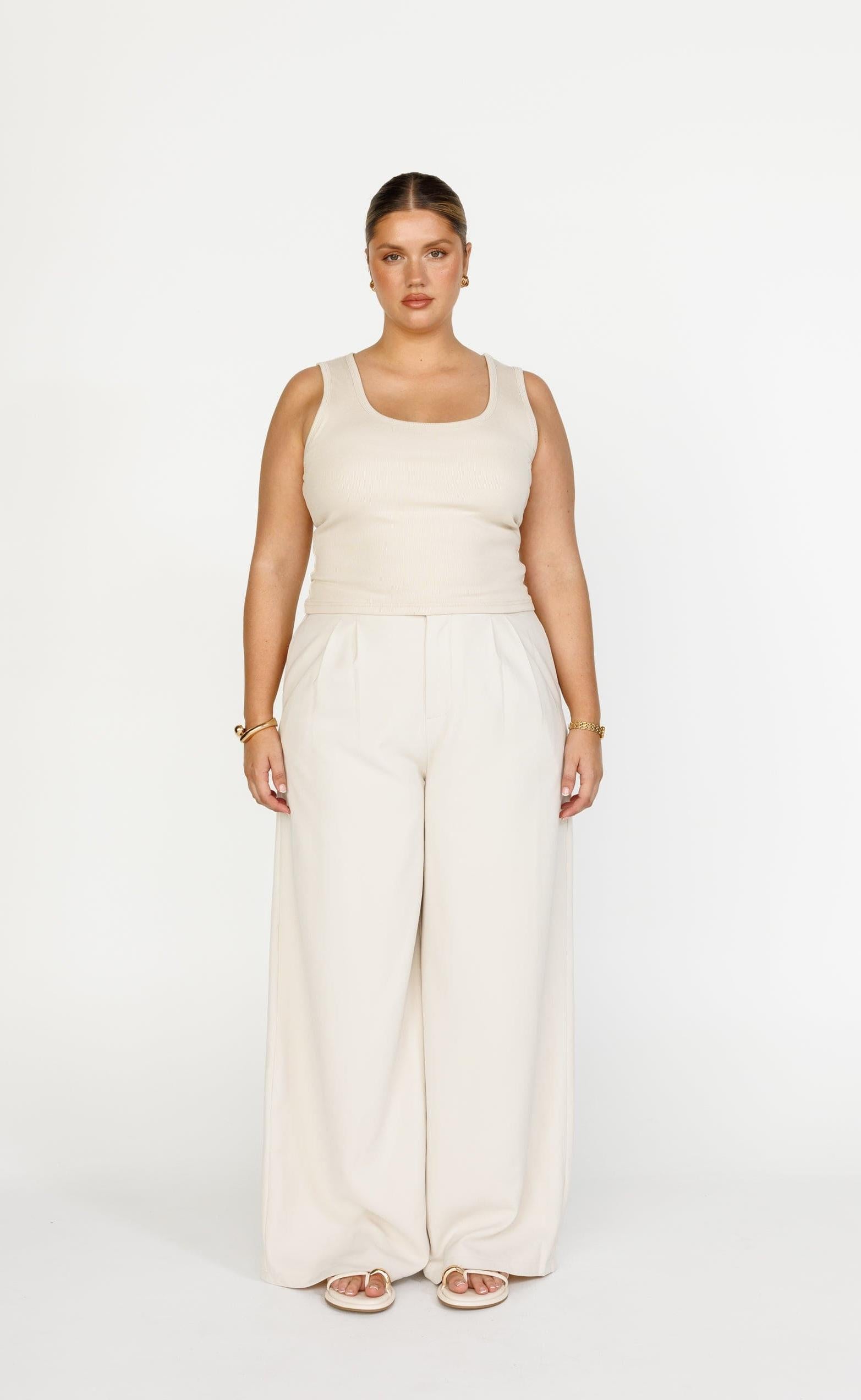 Bethany Pants (Oat) | CHARCOAL Exclusive - High Rise Wide Leg Pant - Women's Pants - Charcoal Clothing
