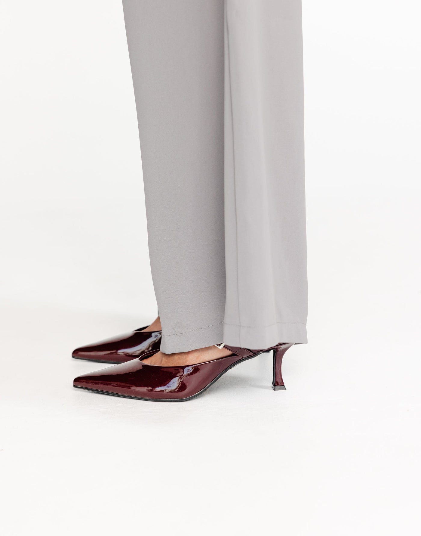 Olinda Heels (Wine Patent) - By Billini - Pointed Toe Strap Detail Heel - Women's Shoes - Charcoal Clothing