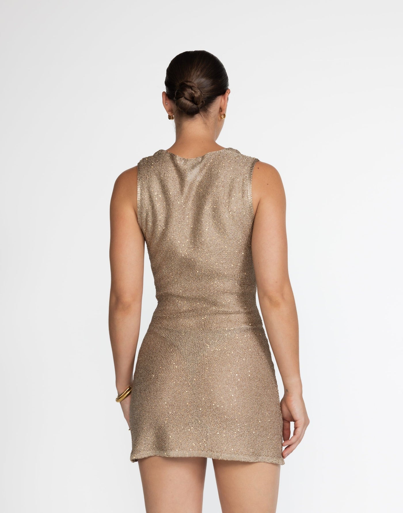 Bebe Knit Mini Dress (Nude) | CHARCOAL Exclusive - Nude Sequin Mini Dress - Women's Dress - Charcoal Clothing