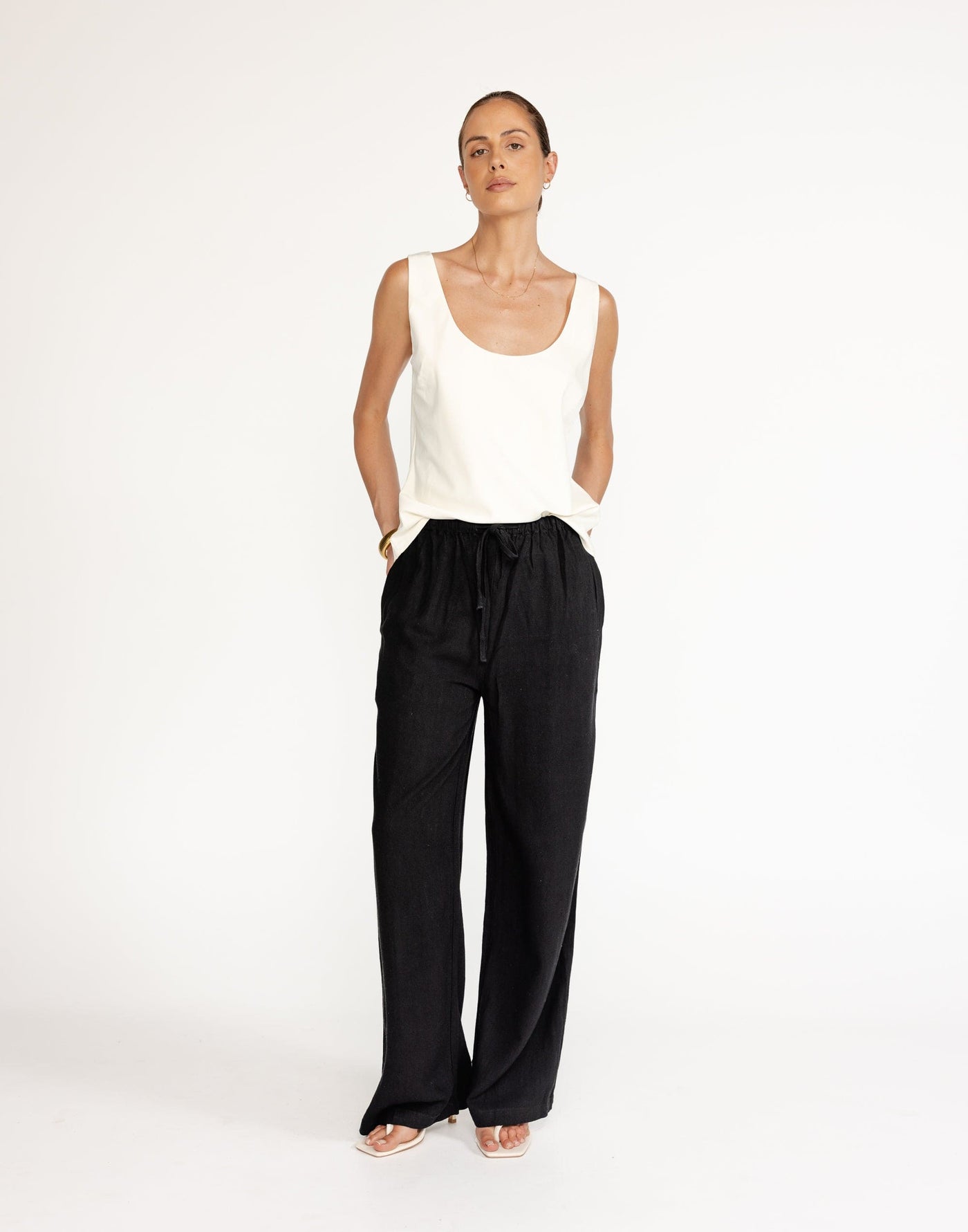 Archie Pants (Black) | Charcoal Exclusive - Black High Waisted Linen Pants - Women's Pants - Charcoal Clothing