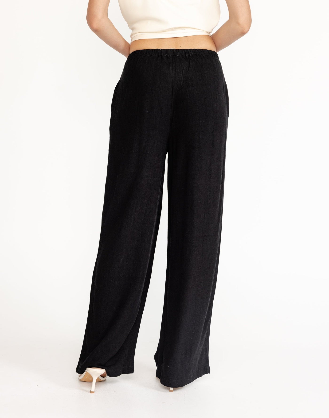 Archie Pants (Black) | Charcoal Exclusive - Black High Waisted Linen Pants - Women's Pants - Charcoal Clothing