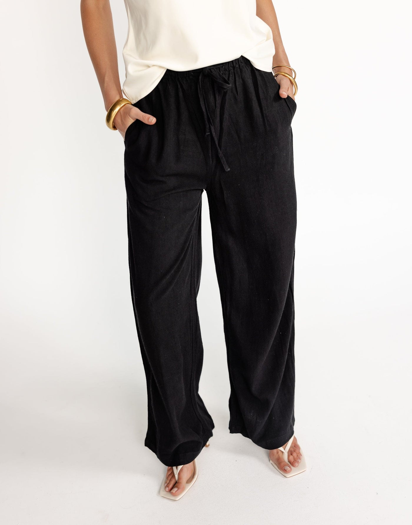 Archie Pants (Black) | Charcoal Exclusive - Black High Waisted Linen Pants - Women's Pants - Charcoal Clothing