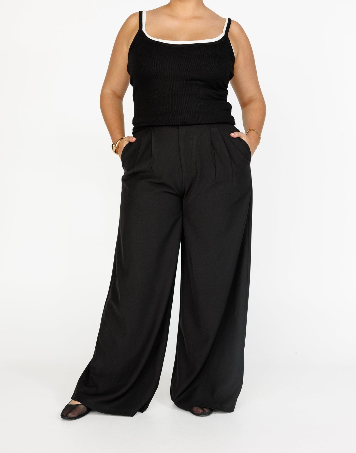 Bethany Pants (Black) | CHARCOAL Exclusive - High Rise Wide Leg Pant - Women's Pants - Charcoal Clothing