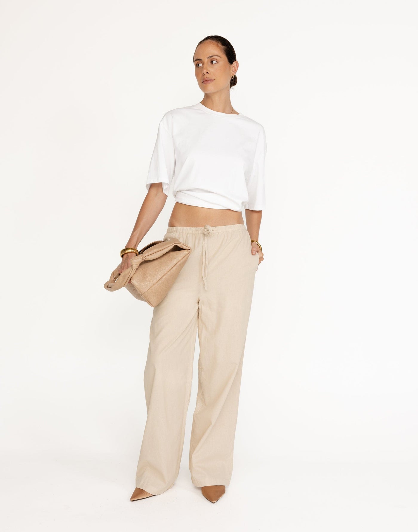 Archie Pants (Oat) - Linen High Waisted Pant - Women's Pants - Charcoal Clothing