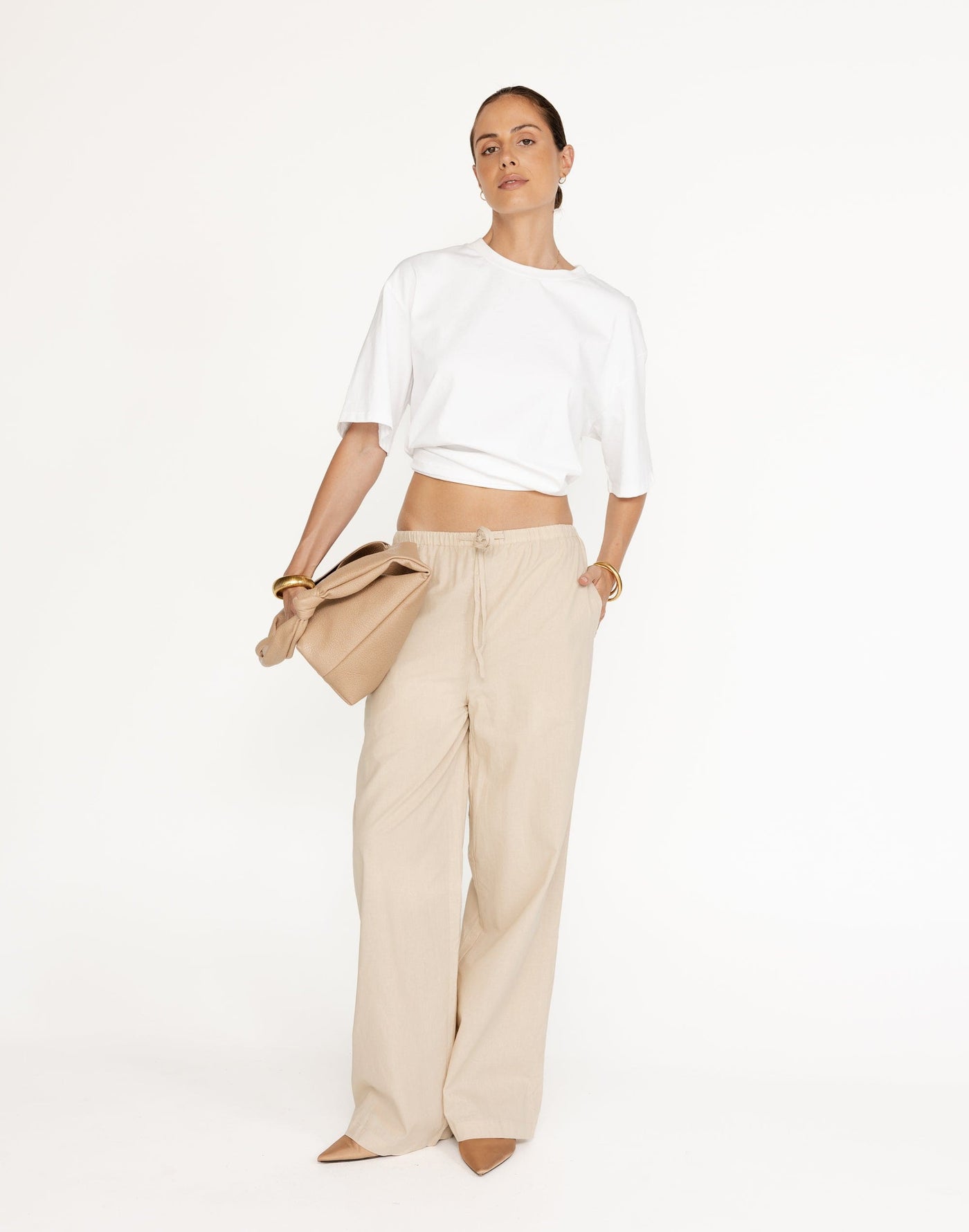 Archie Pants (Oat) - Linen High Waisted Pant - Women's Pants - Charcoal Clothing