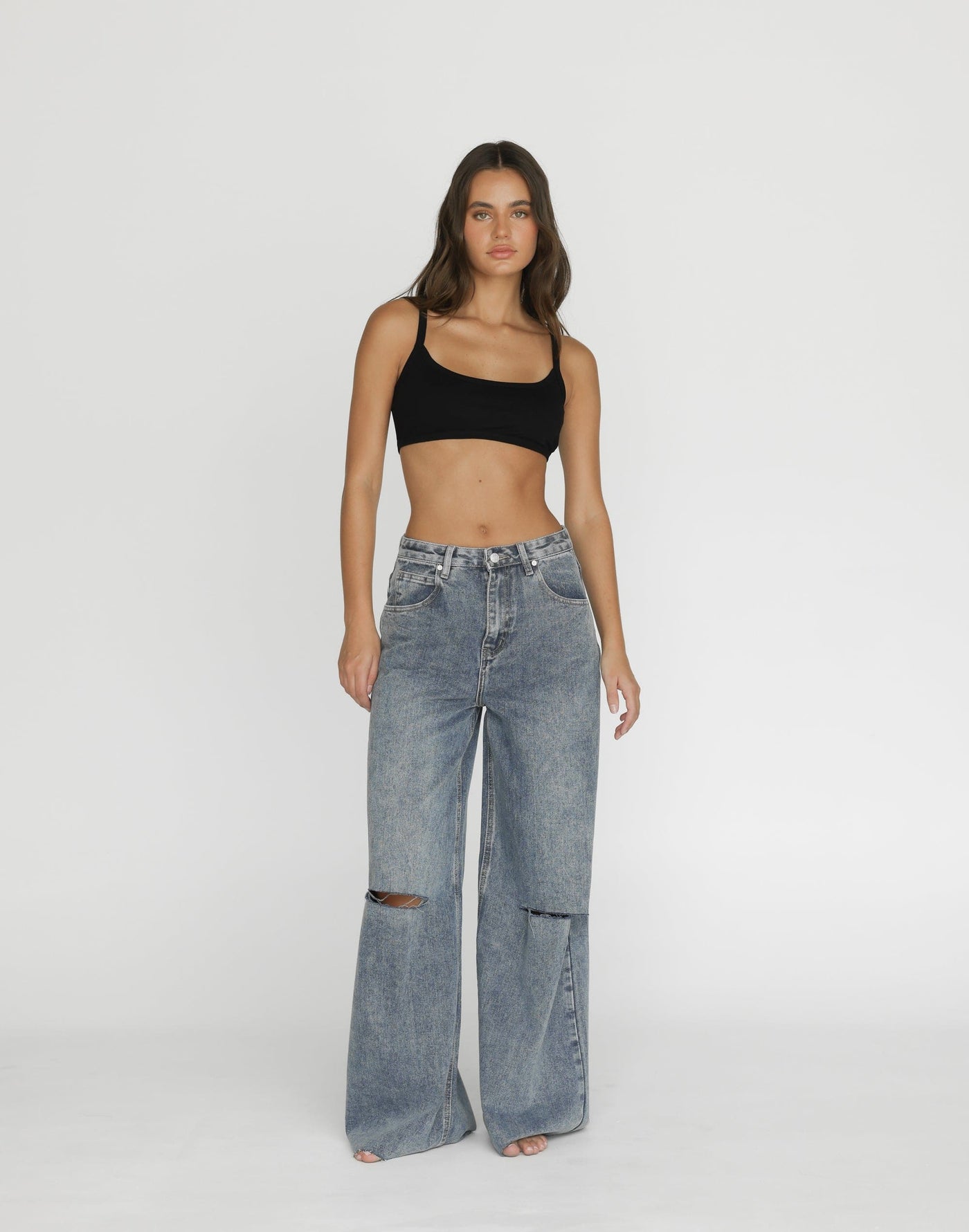 Jacob Jeans (Faded) | CHARCOAL Exclusive - Ripped Knee High Waisted Jean - Women's Pants - Charcoal Clothing