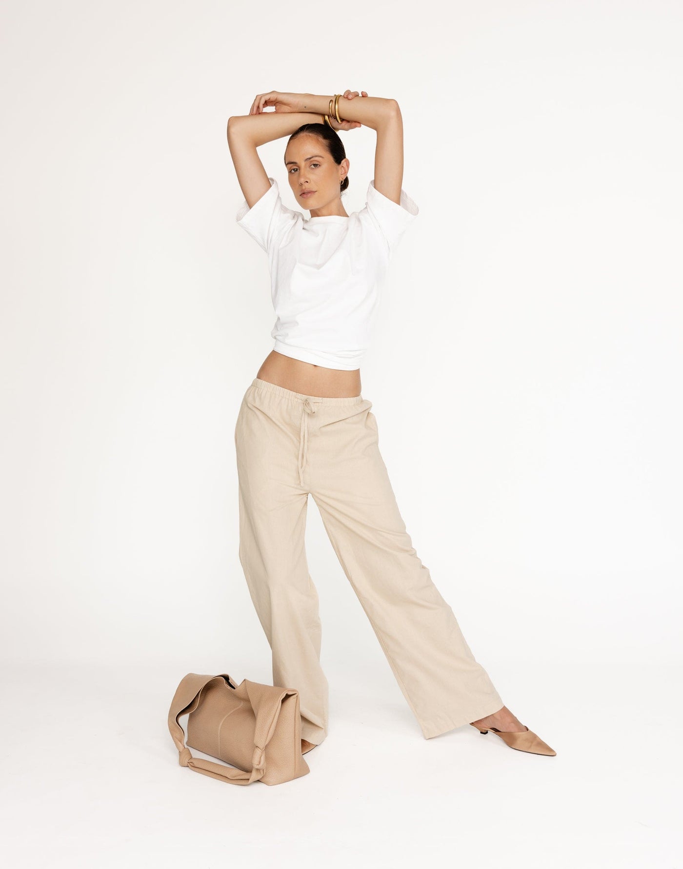 Archie Pants (Oat) - Linen High Waisted Pant - Women's Pants - Charcoal Clothing