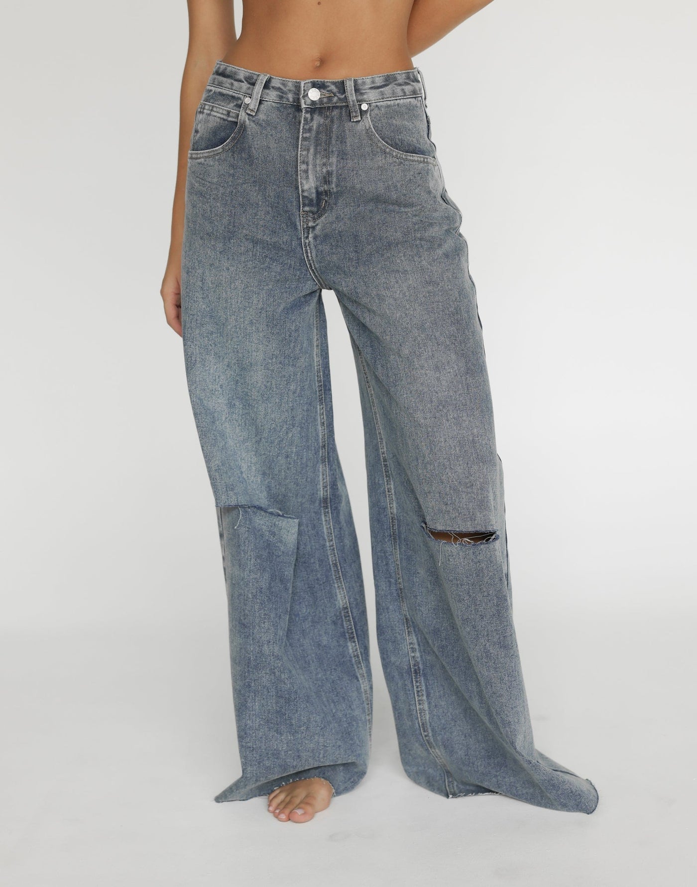 Jacob Jeans (Faded) | CHARCOAL Exclusive - Ripped Knee High Waisted Jean - Women's Pants - Charcoal Clothing