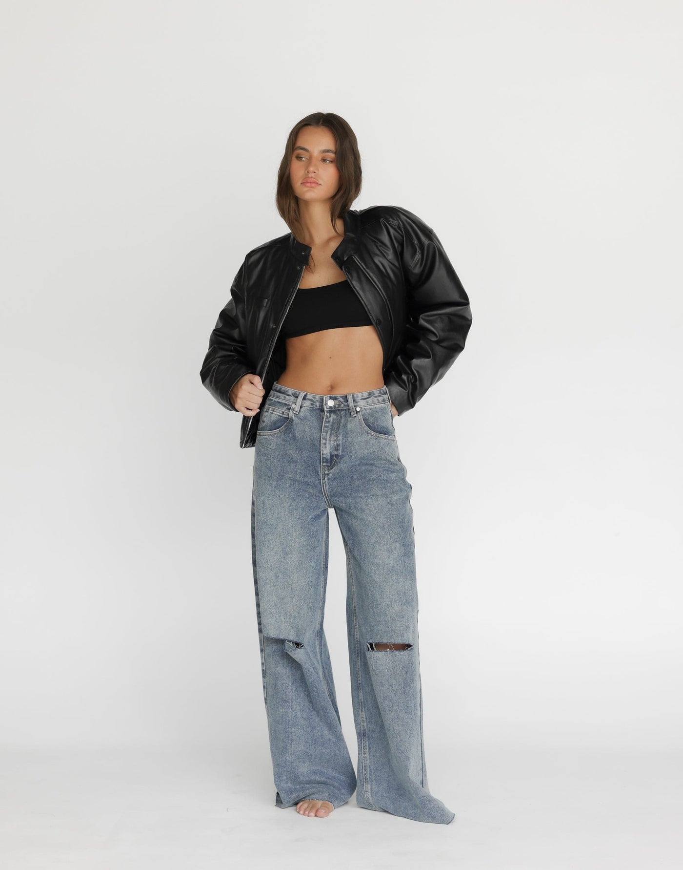 Jacob Jeans (Faded) | CHARCOAL Exclusive - Ripped Knee High Waisted Jean - Women's Pants - Charcoal Clothing