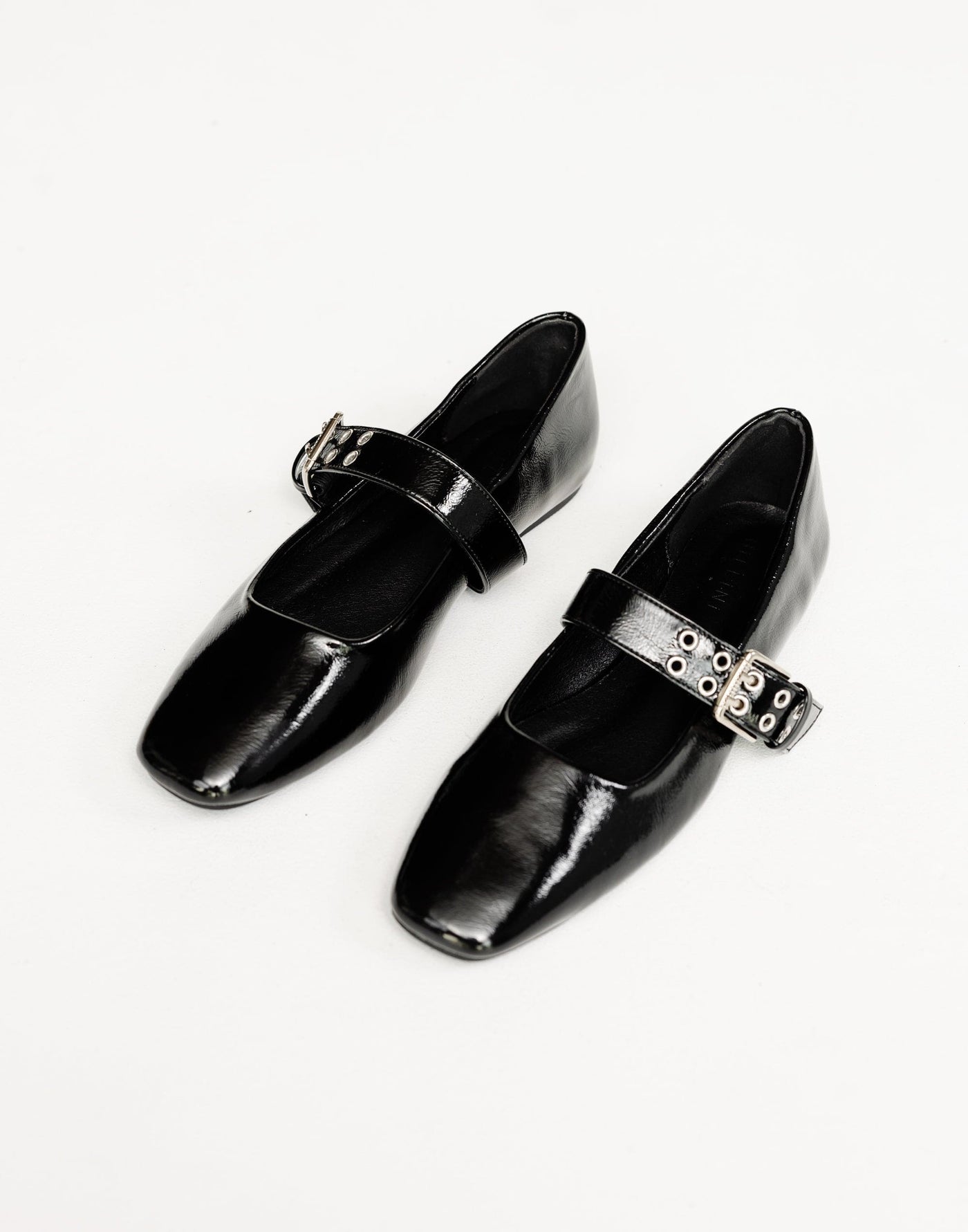 Faris Flats (Black Crinkle Patent) - By Billini - Pointed Toe Singular Strap Flats - Women's Shoes - Charcoal Clothing