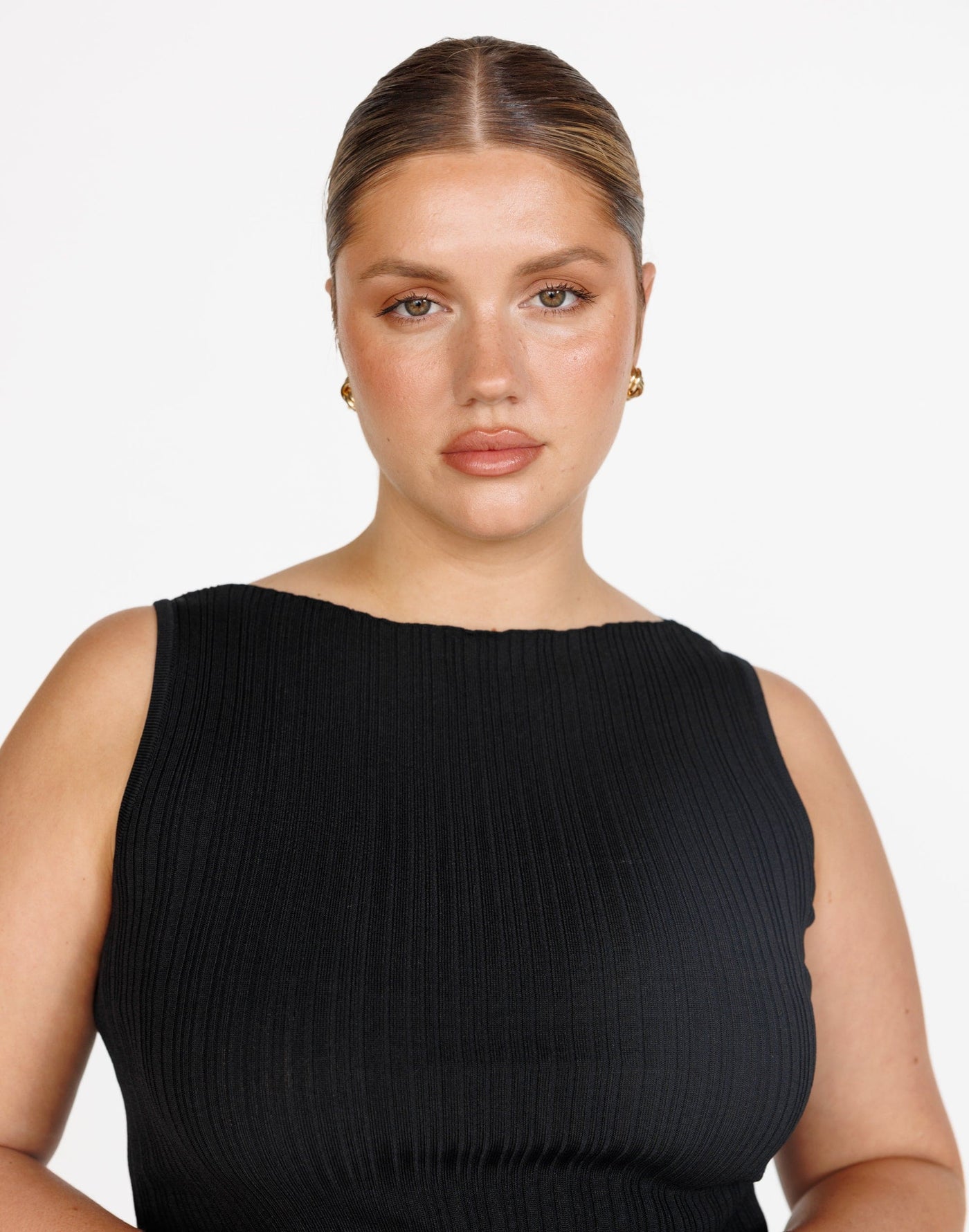 Kienna Top (Black) - Asymmetrical Ribbed Sleeveless Top - Women's Top - Charcoal Clothing