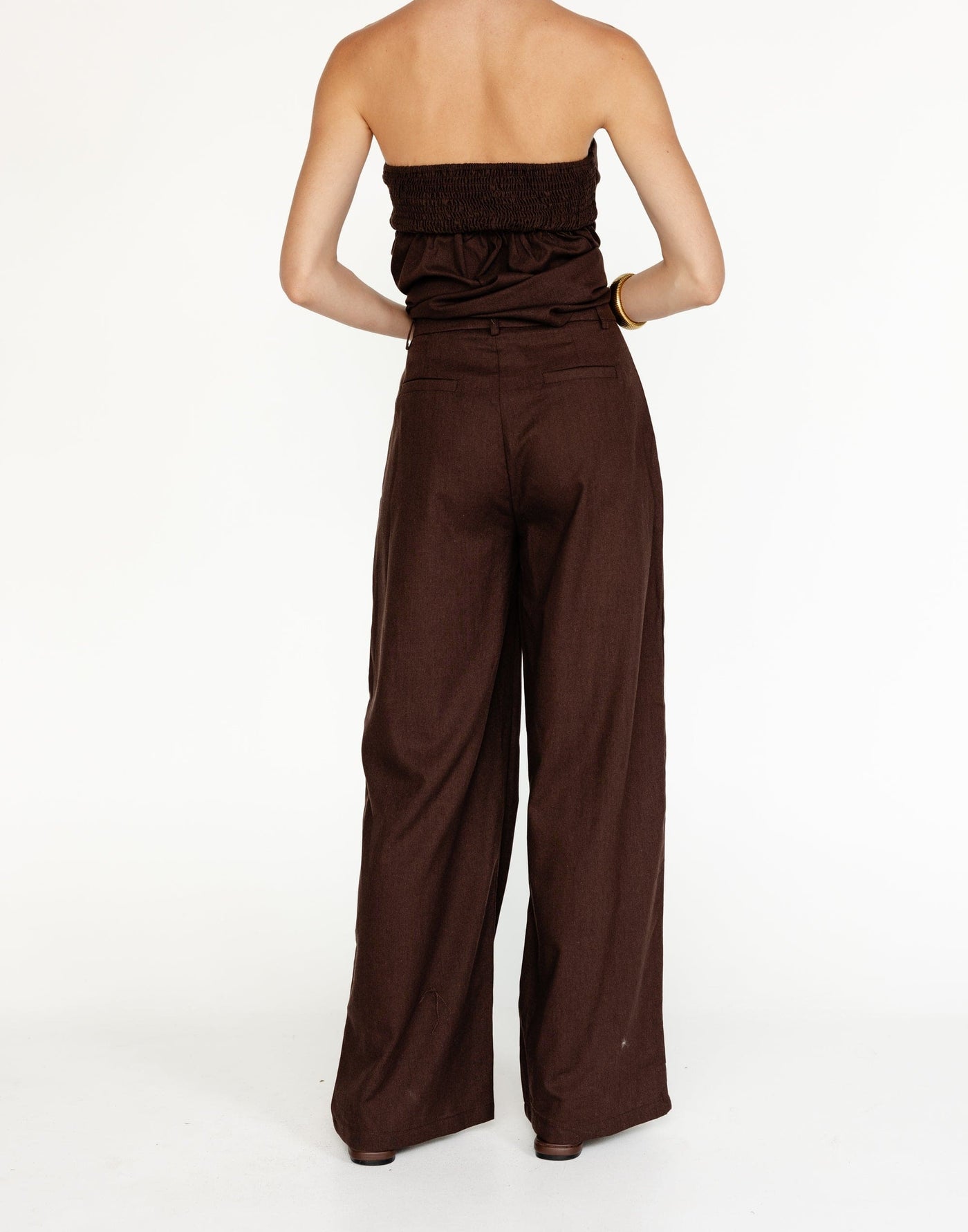 Tarsha Linen Pants (Chocolate) | Charcoal Clothing Exclusive - High Waisted Wide Leg Pants - Women's Pants - Charcoal Clothing