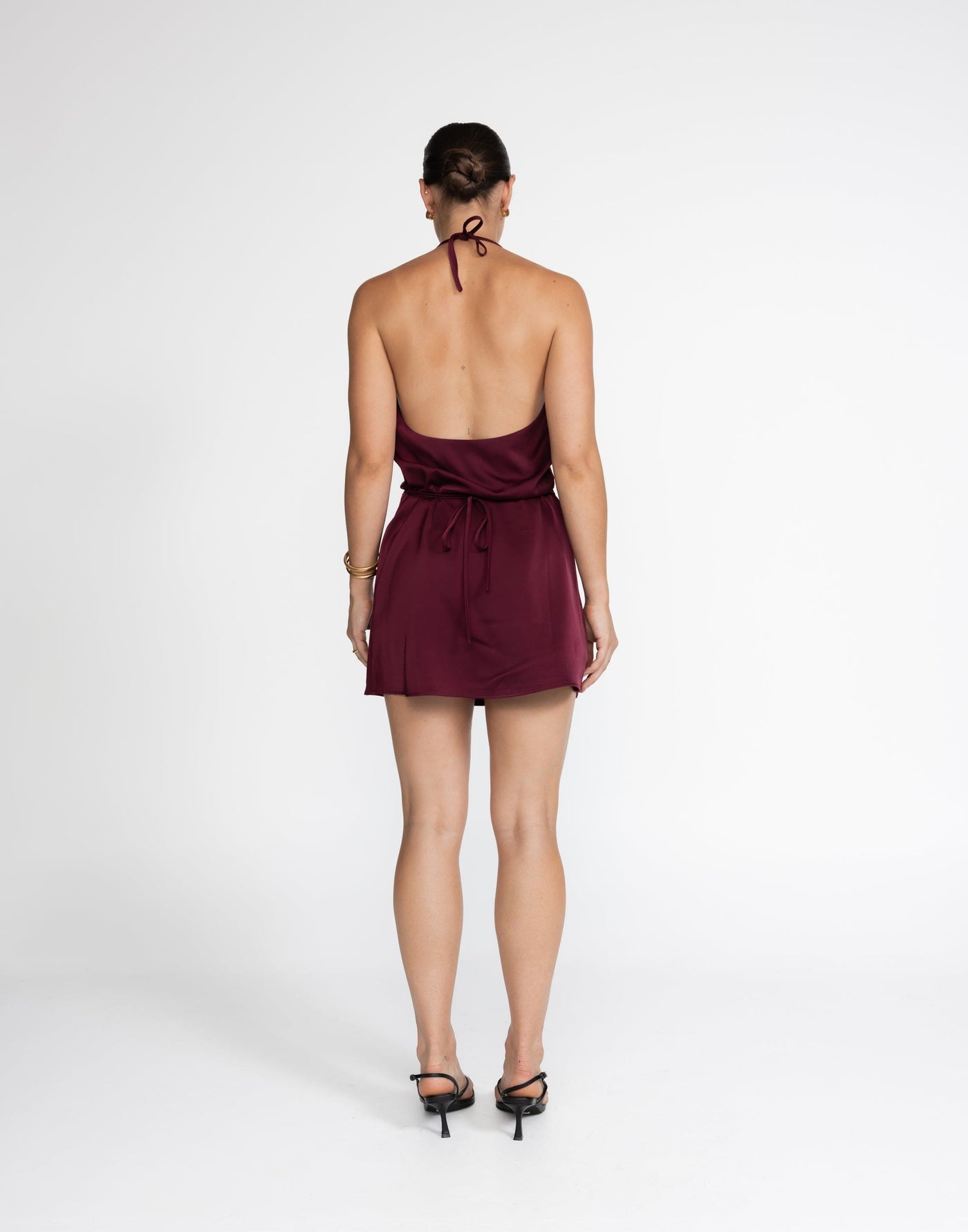 Cabaret Mini Dress (Plum) | CHARCOAL Exclusive - Red Halter Mini Dress - Women's Dress - Charcoal Clothing