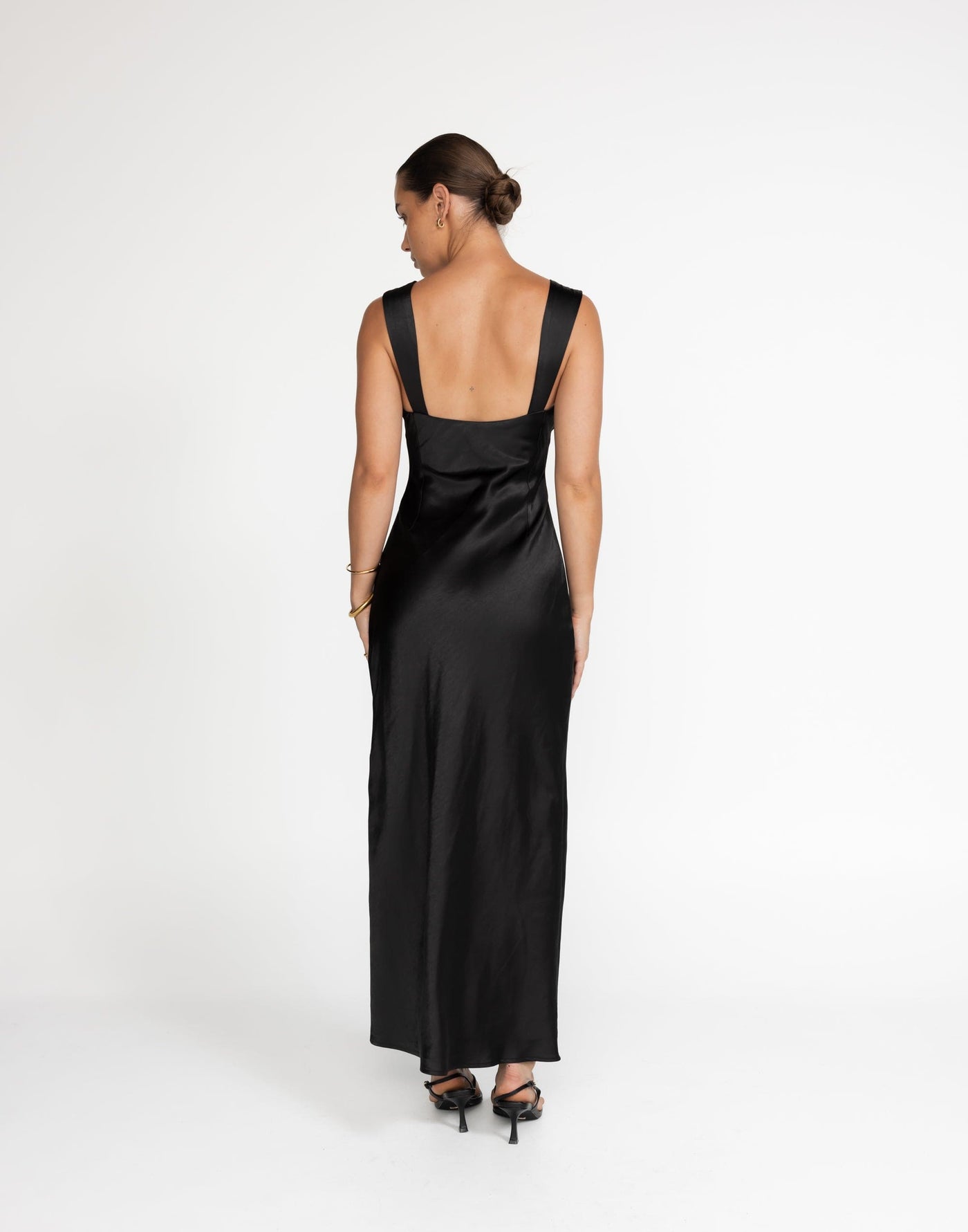 Mimosa Maxi Dress (Black) - Satin Maxi - Women's Dress - Charcoal Clothing