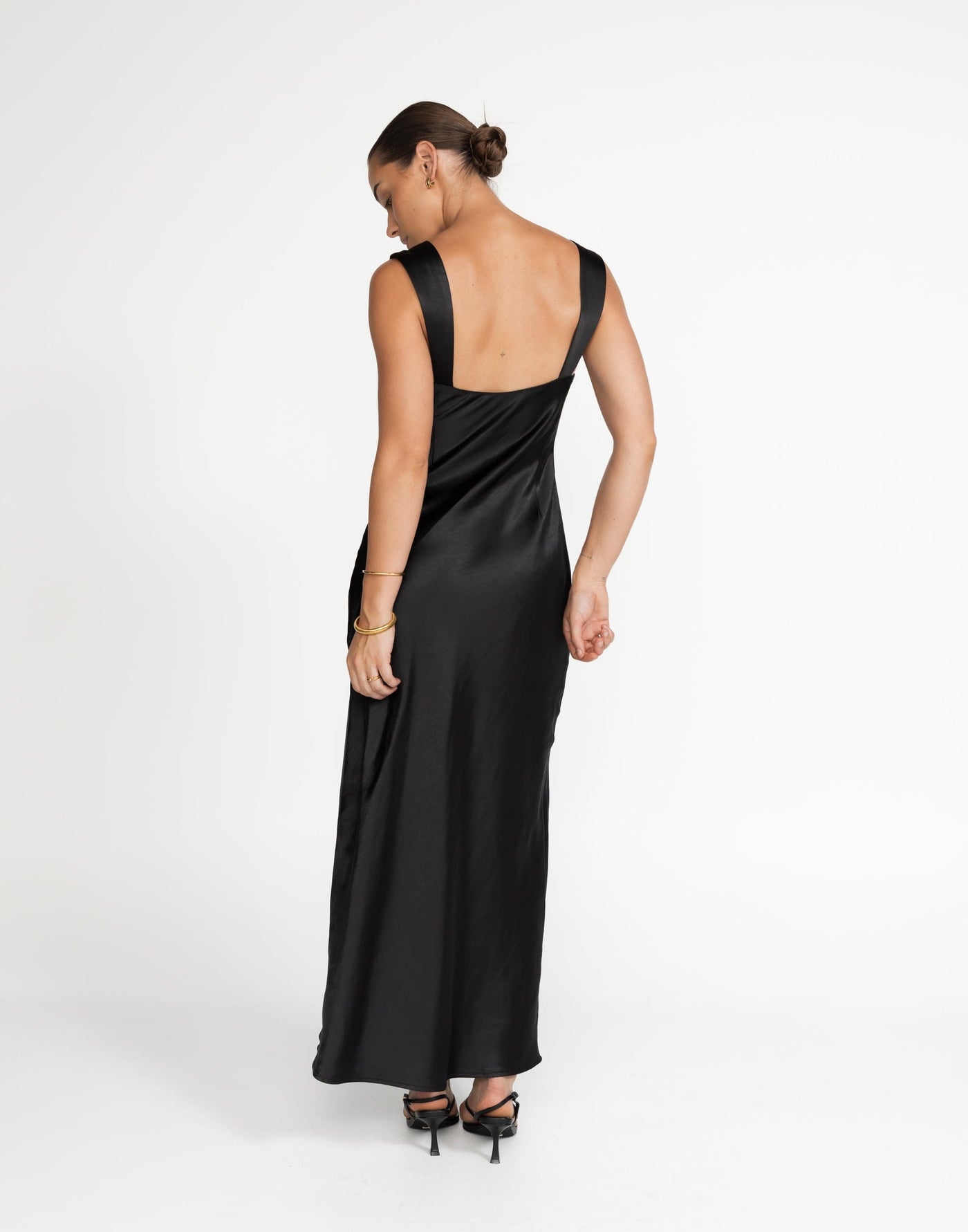 Mimosa Maxi Dress (Black) - Satin Maxi - Women's Dress - Charcoal Clothing