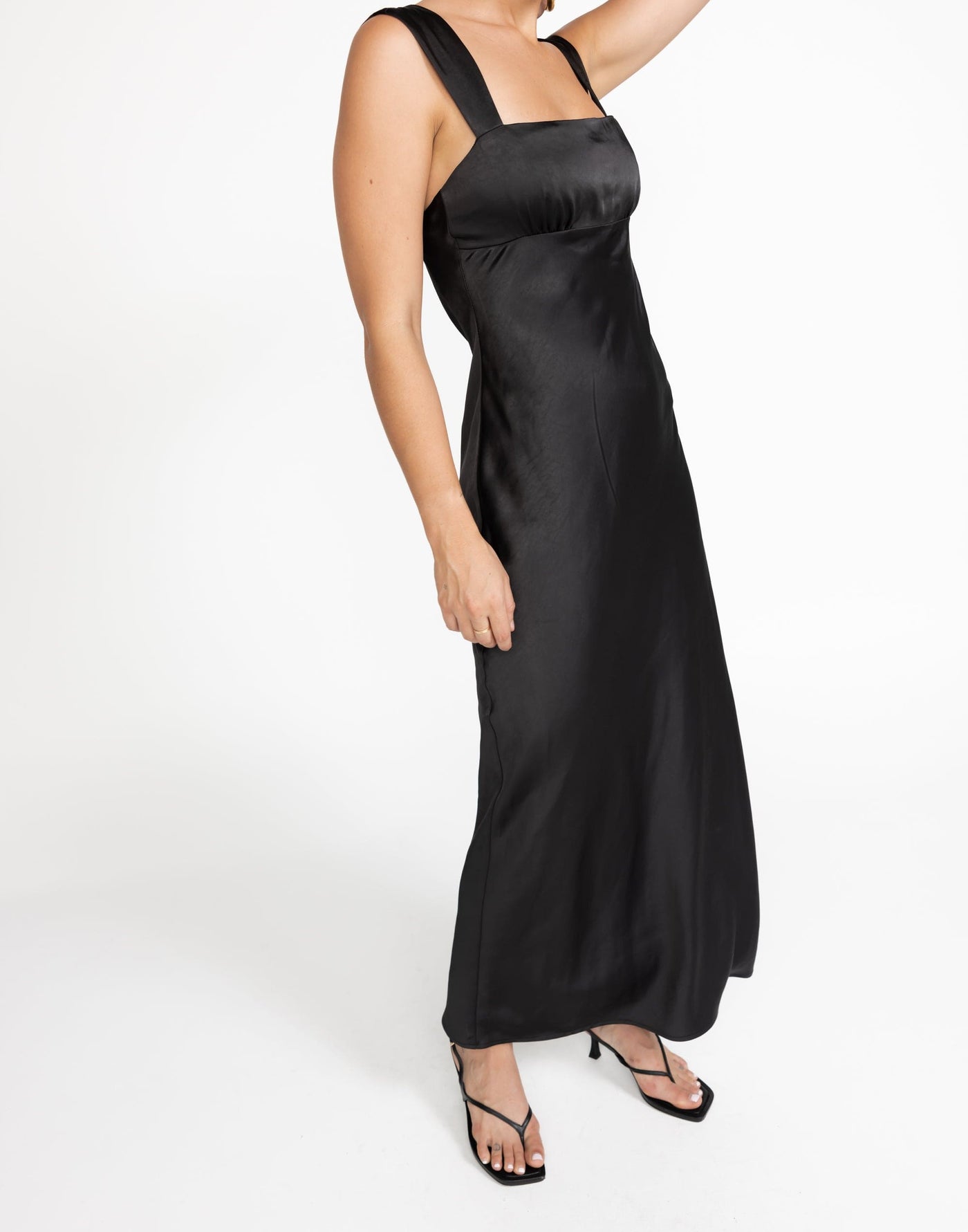 Mimosa Maxi Dress (Black) - Satin Maxi - Women's Dress - Charcoal Clothing