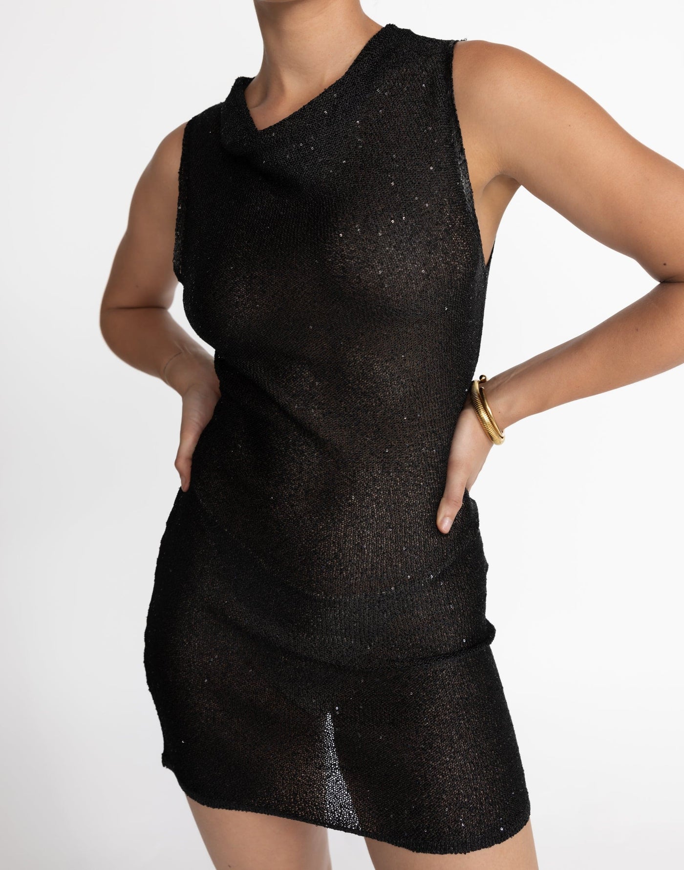 Bebe Knit Mini Dress (Black) | CHARCOAL Exclusive - Sequin Black Mini Dress - Women's Dress - Charcoal Clothing