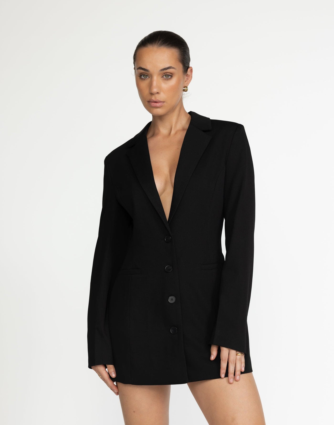 Jay Blazer Dress (Black) | CHARCOAL Exclusive - Blazer Open Back Dress - Women's Dress - Charcoal Clothing