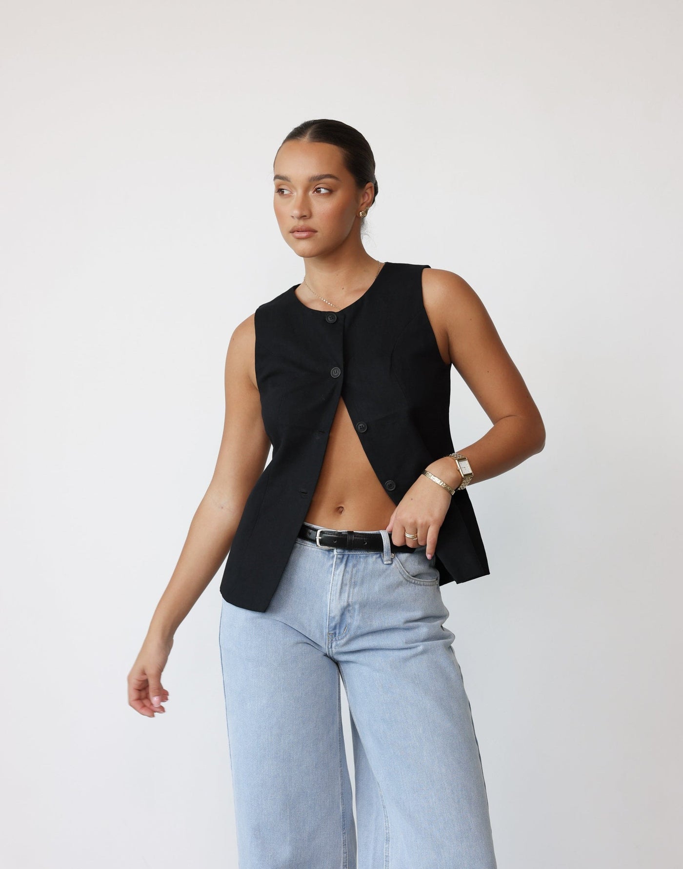 Kristen Vest Top (Black) | CHARCOAL Exclusive - - Women's Top - Charcoal Clothing