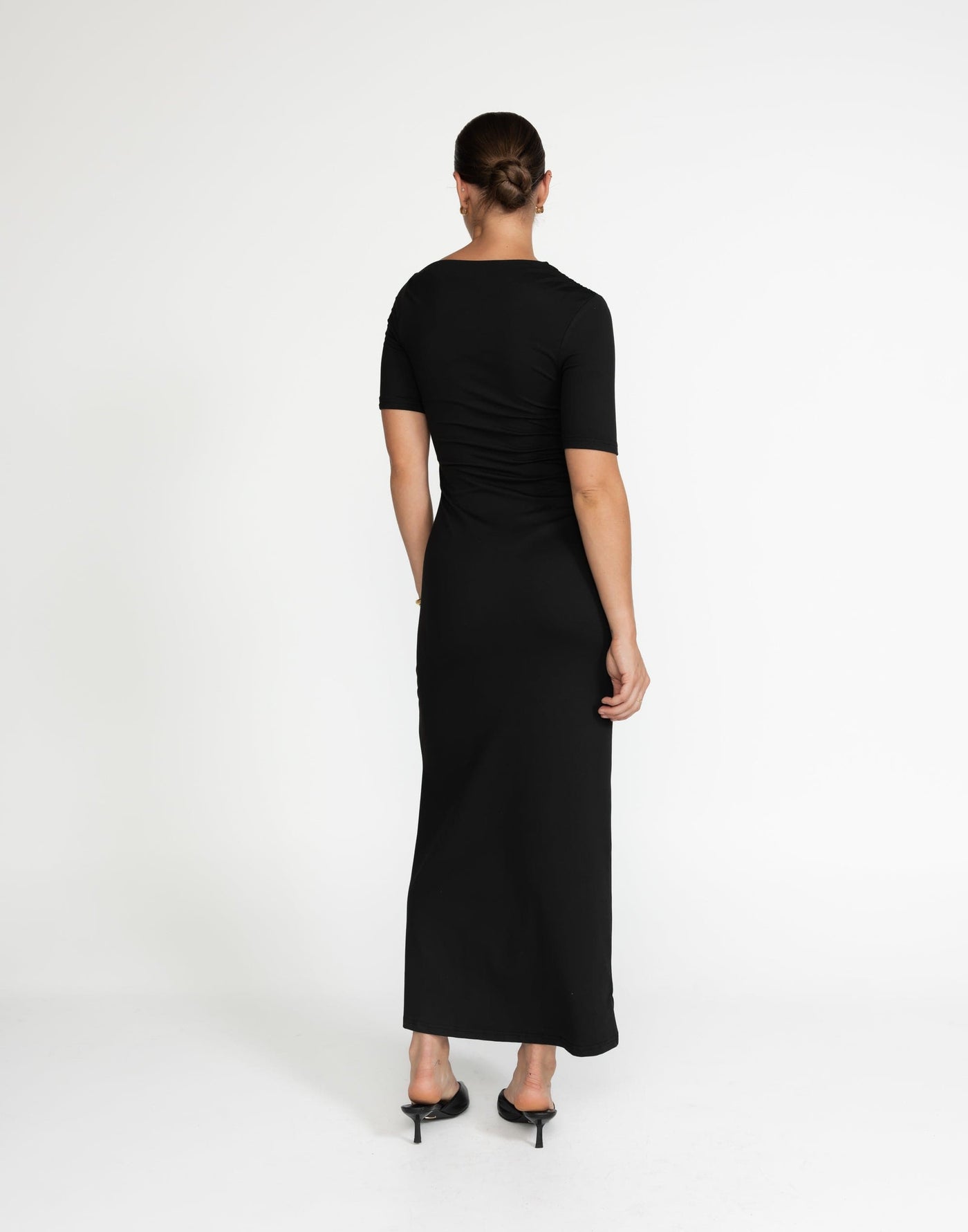 Vilma Maxi Dress (Black) | CHARCOAL Exclusive - Asymmetrical Neckline - Women's Dress - Charcoal Clothing