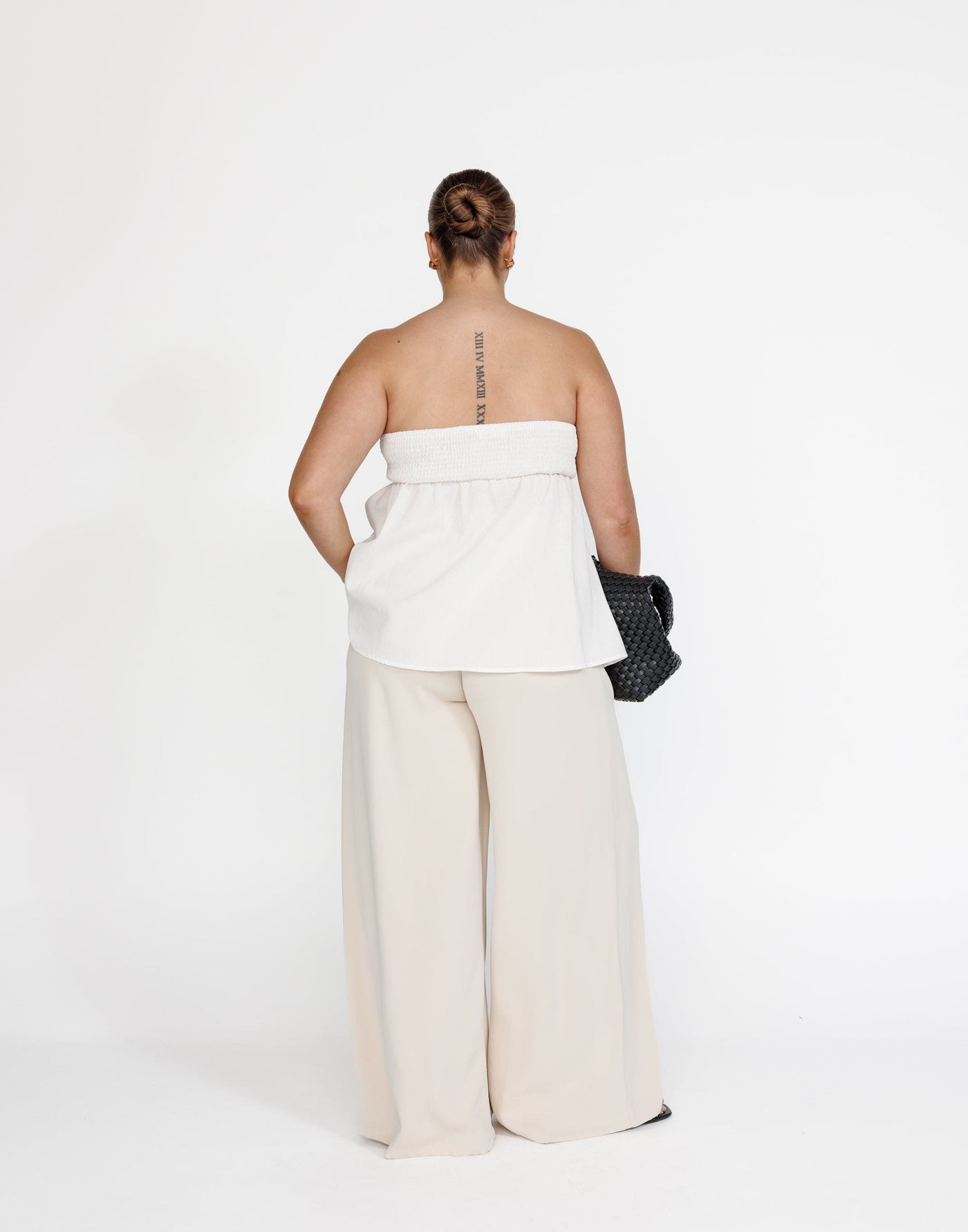 Chicago Pants (Oat) - High Rise Tailored Wide Leg Pants - Women's Pants - Charcoal Clothing