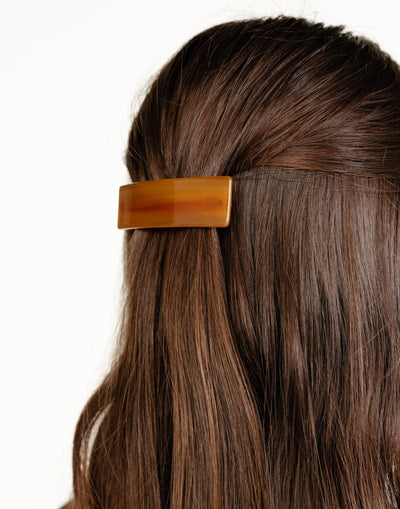 Sansa Hair Clip (Rust) | CHARCOAL Exclusive - Rectangular Barette Hair Clip - Women's Accessories - Charcoal Clothing