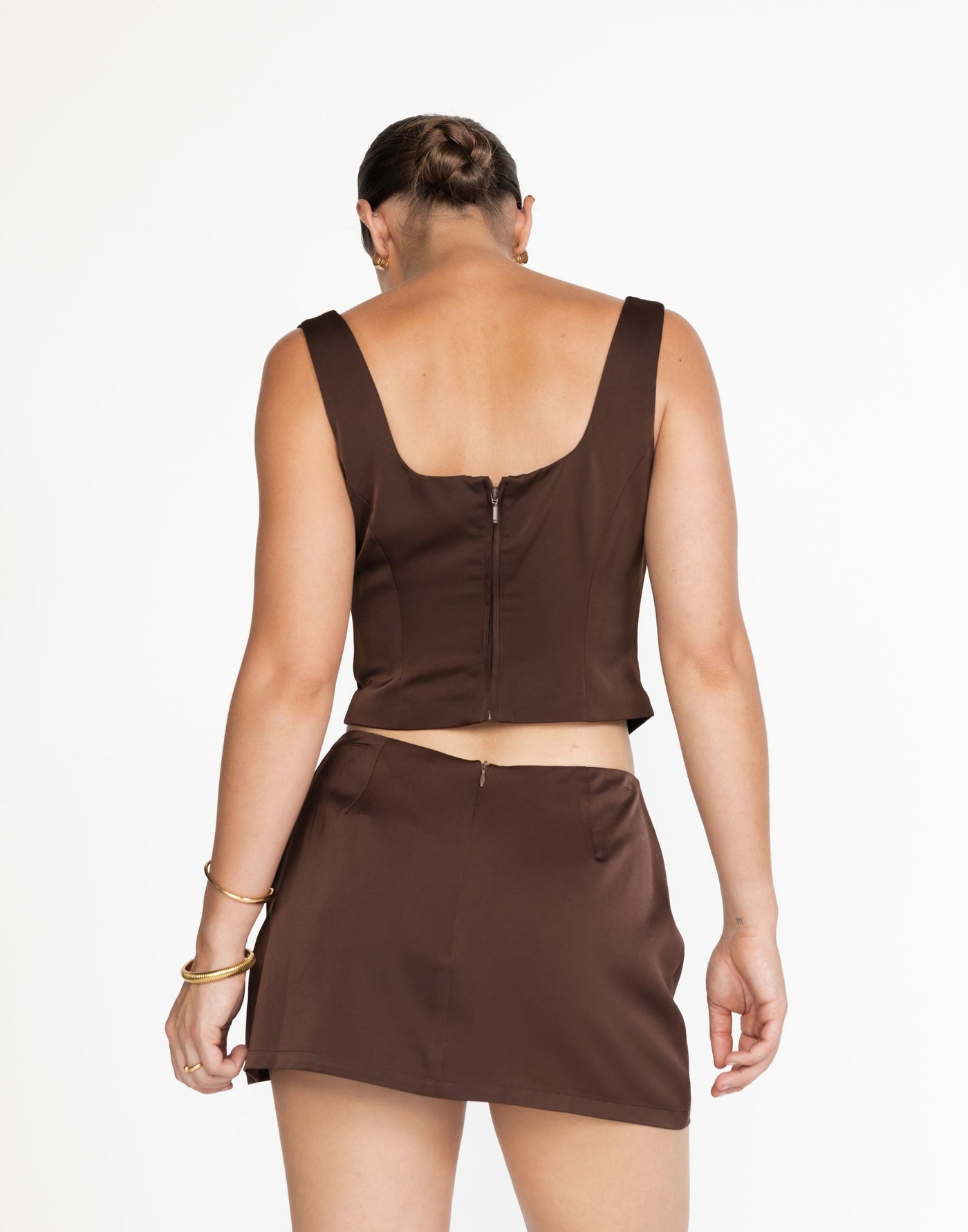 Cascades Mini Skirt (Cocoa) | CHARCOAL Exclusive - Mini Mid-Skirt Brown - Women's Skirt - Charcoal Clothing