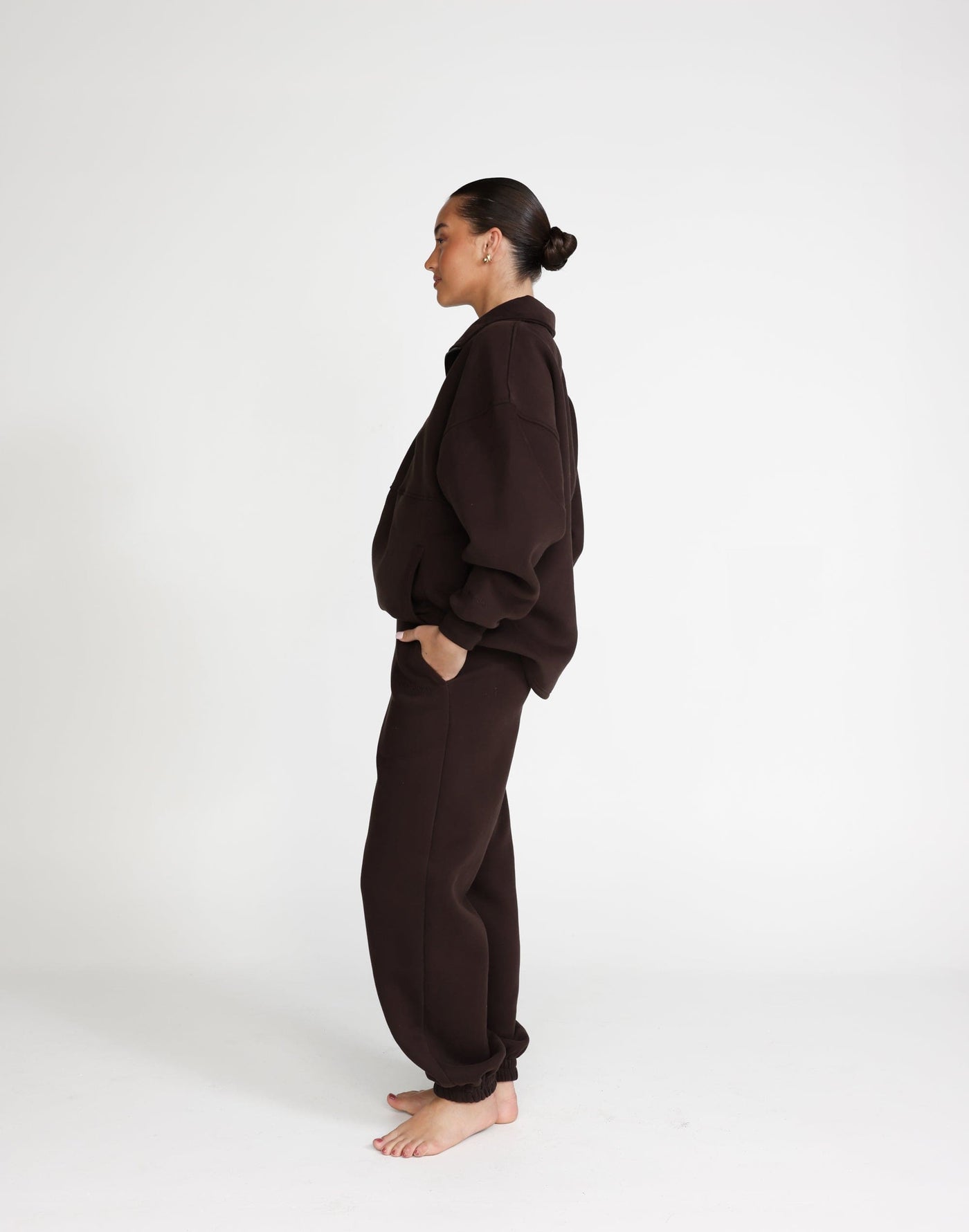 Jamie Tracksuit Pants (Chocolate) | CHARCOAL Exclusive - Cuffed Fleece Lined Sweatpants - Women's Pants - Charcoal Clothing